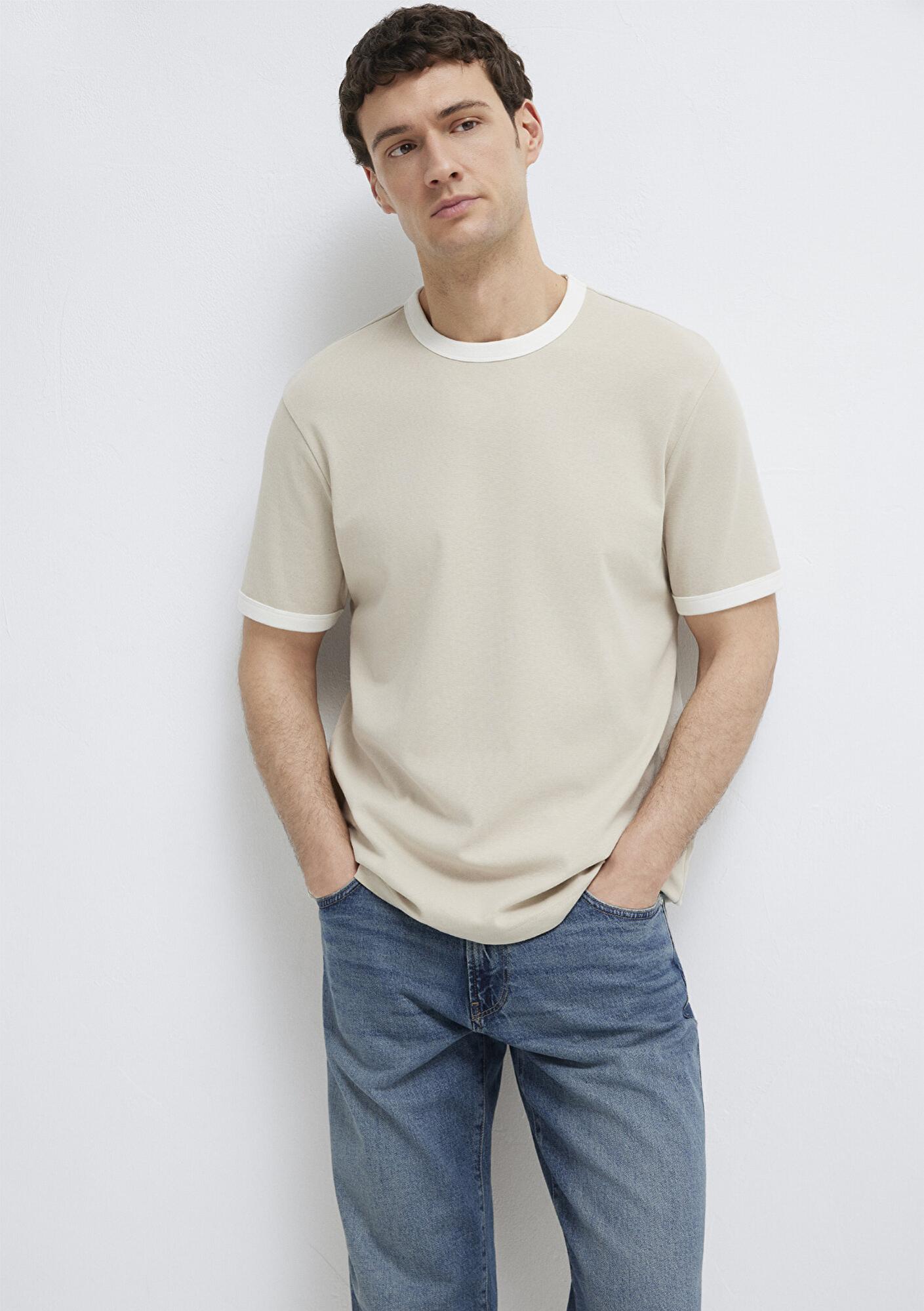 Mavi Biye Detaylı Bej Tişört Regular Fit / Normal Kesim 0613223-70144