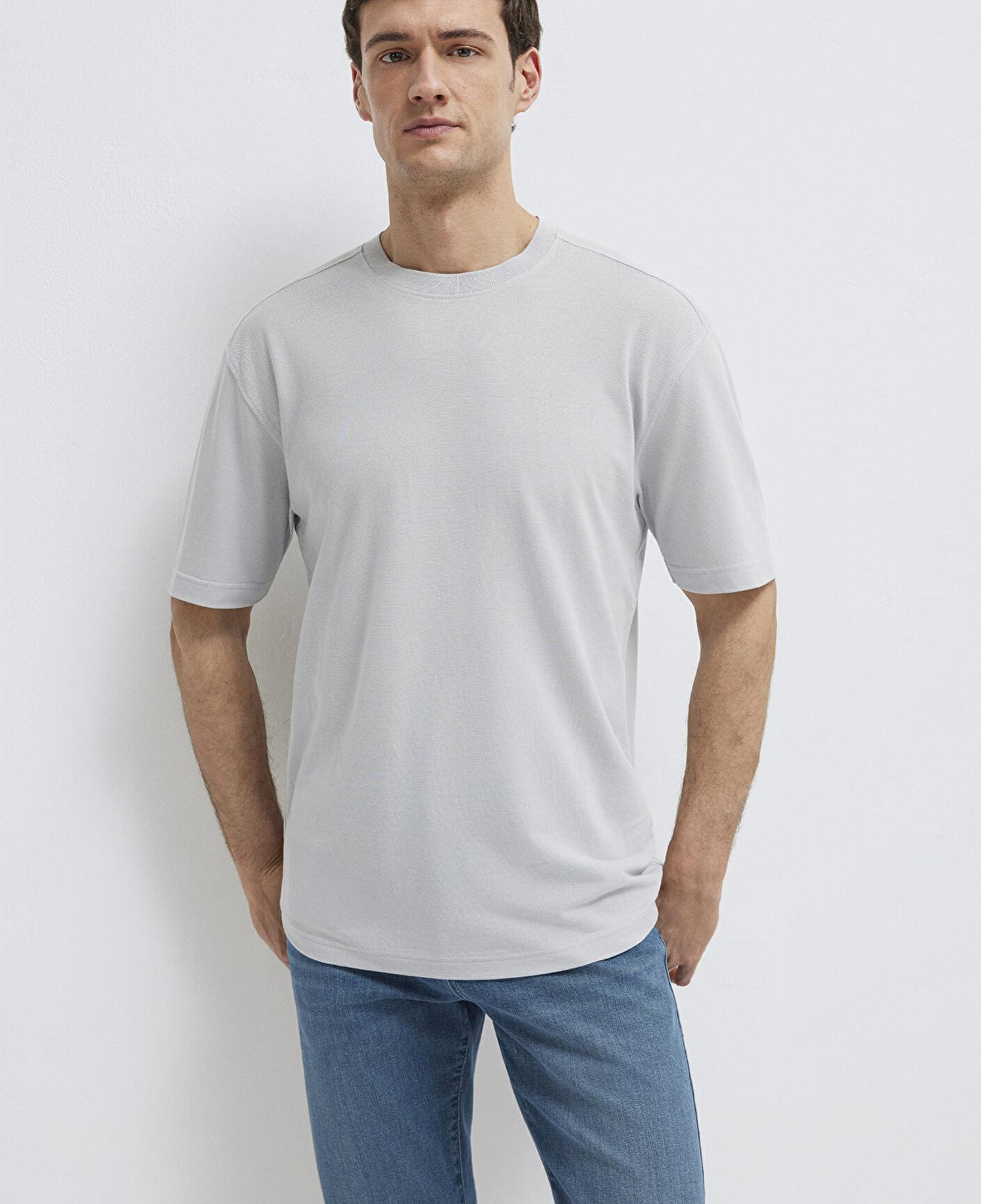 Mavi Soft-Premium Açık Mavi (TENCEL™) Liyosel Karışımlı Tişört Loose Fit / Bol Rahat Kesim 0613468-70802