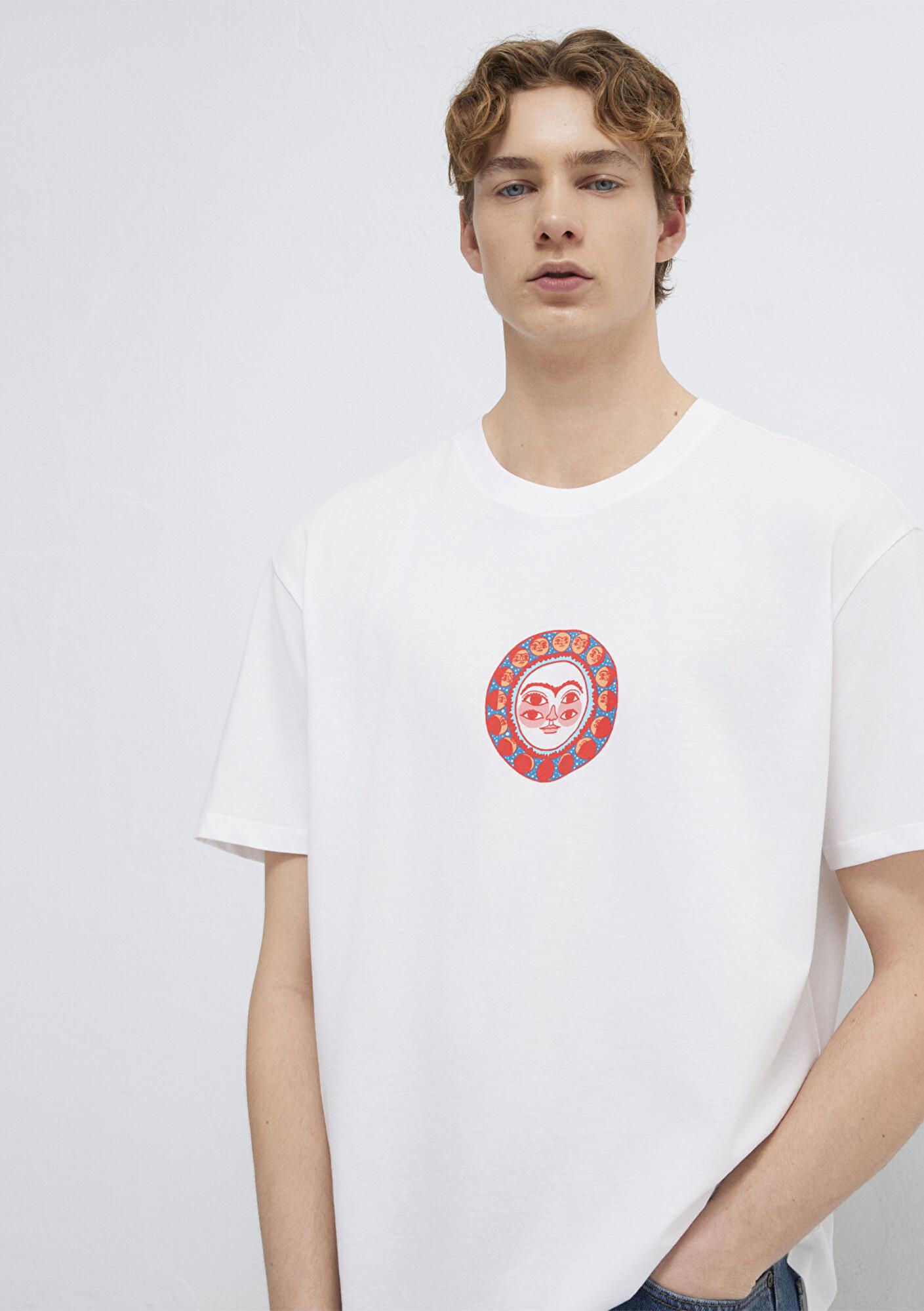 Mavi Ricardo Cavolo Lisanslı Baskılı Beyaz Tişört Relaxed Fit / Rahat Kesim 0613397-620