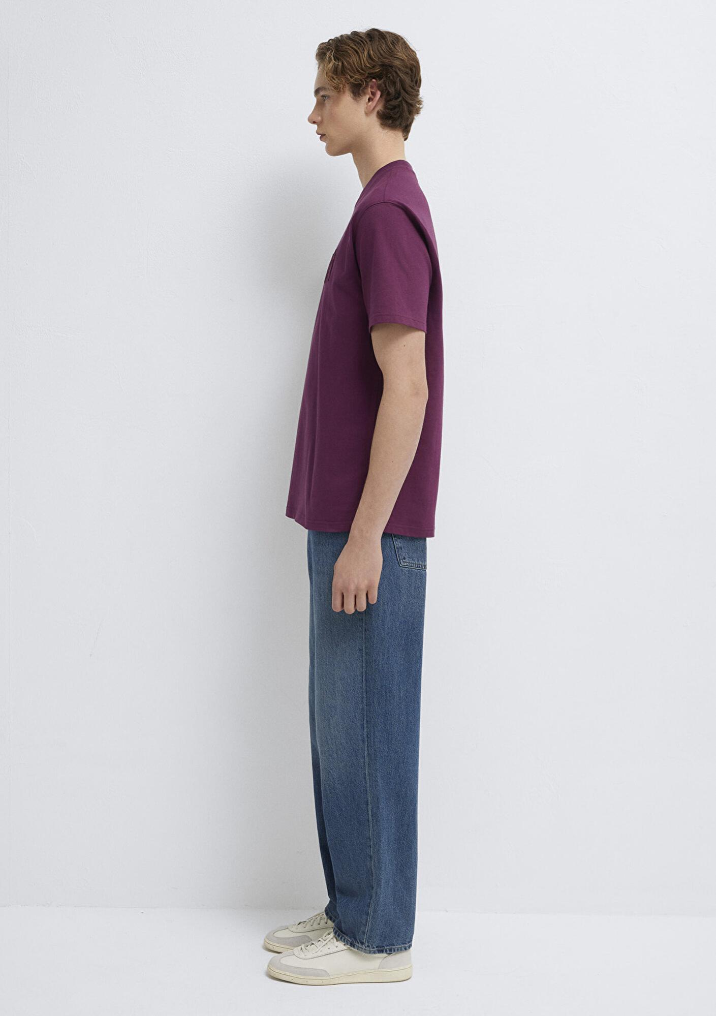 Mavi MJ Logo Detaylı Mor Tişört Loose Fit / Bol Rahat Kesim 0612885-70670