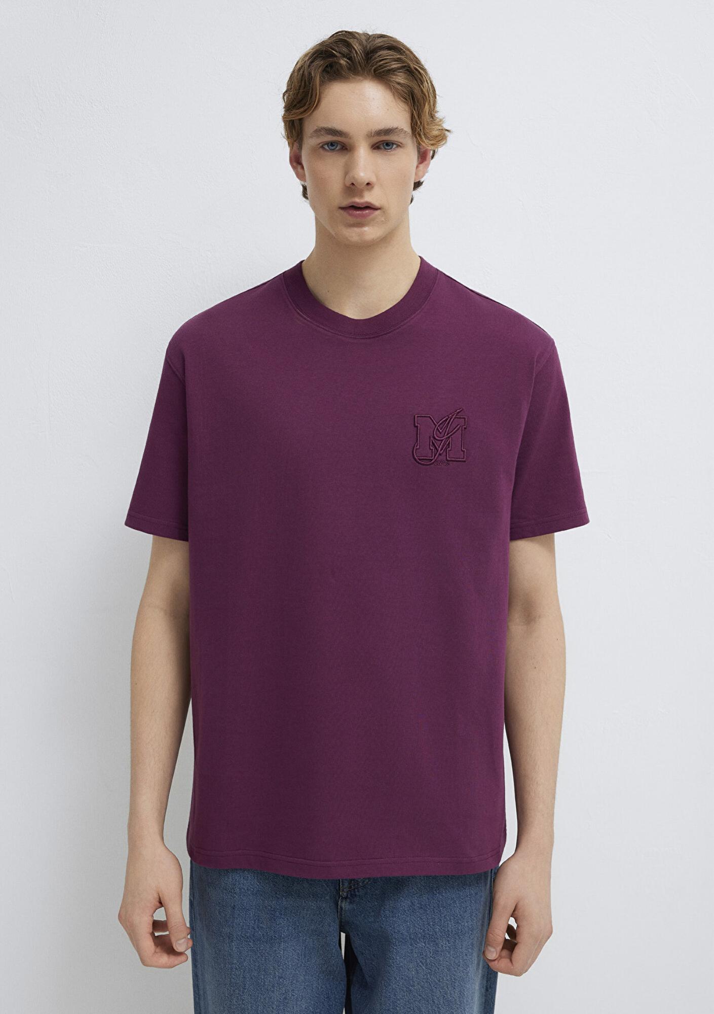 Mavi MJ Logo Detaylı Mor Tişört Loose Fit / Bol Rahat Kesim 0612885-70670