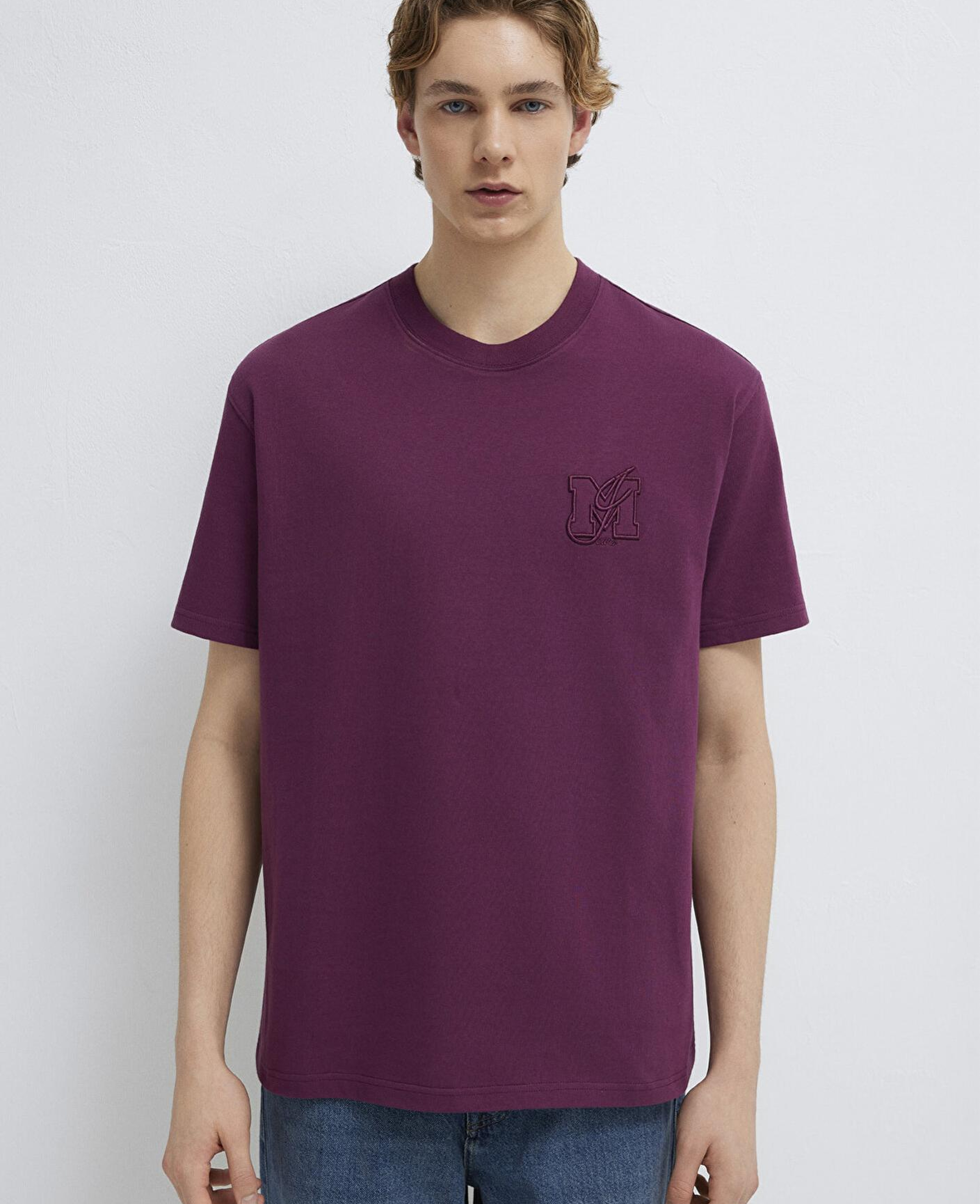 Mavi MJ Logo Detaylı Mor Tişört Loose Fit / Bol Rahat Kesim 0612885-70670