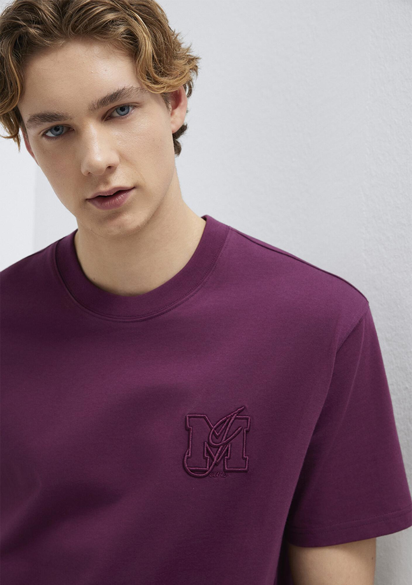 Mavi MJ Logo Detaylı Mor Tişört Loose Fit / Bol Rahat Kesim 0612885-70670