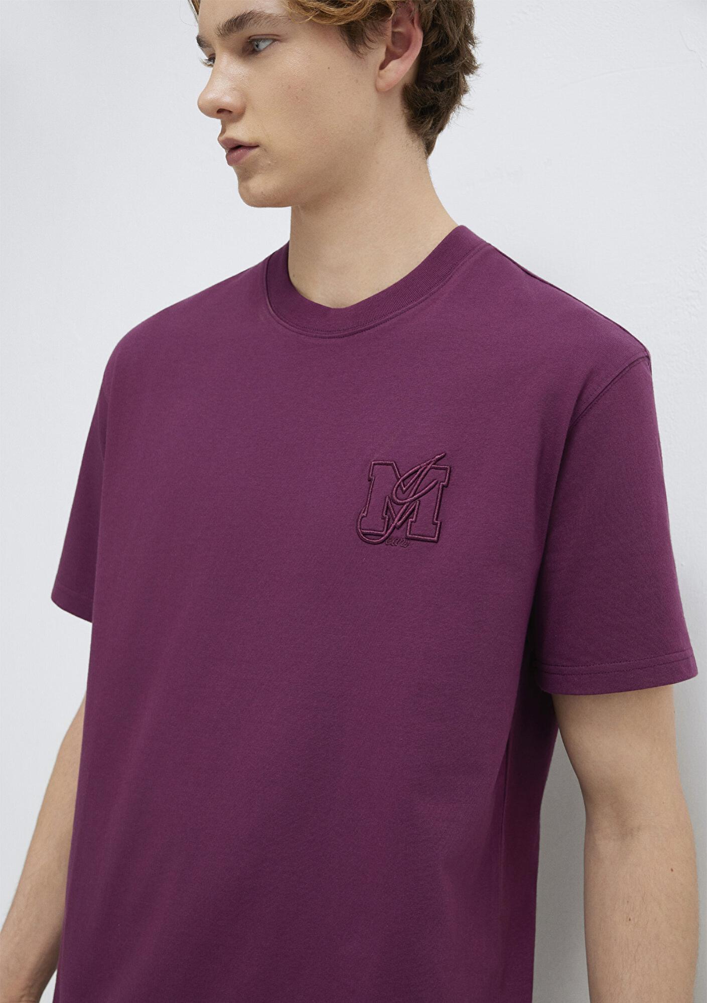 Mavi MJ Logo Detaylı Mor Tişört Loose Fit / Bol Rahat Kesim 0612885-70670