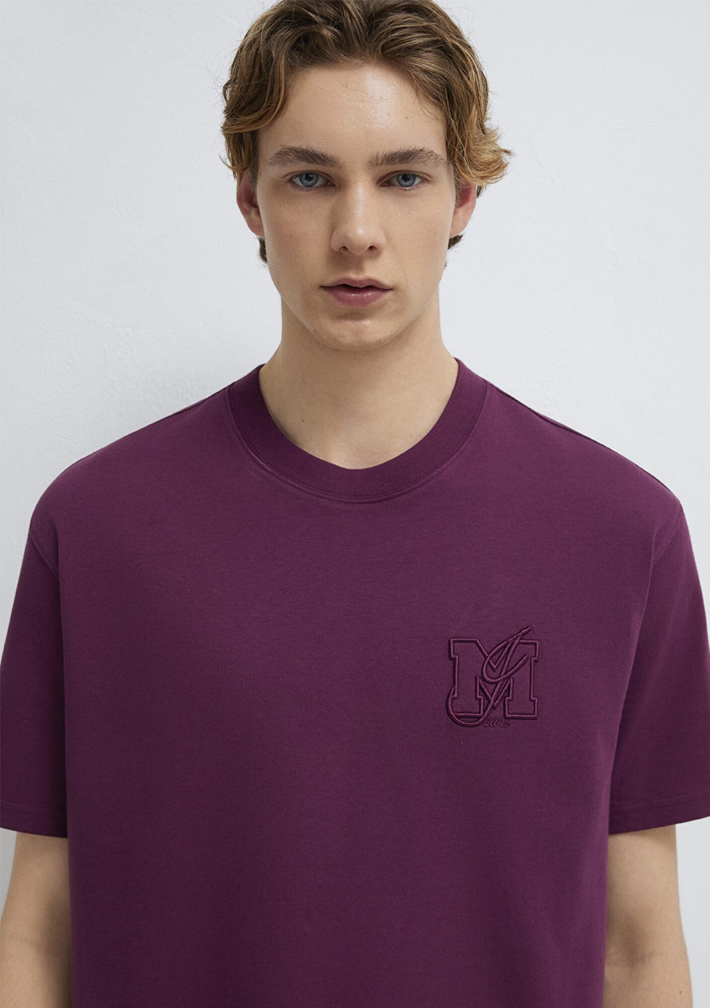 Mavi MJ Logo Detaylı Mor Tişört Loose Fit / Bol Rahat Kesim 0612885-70670