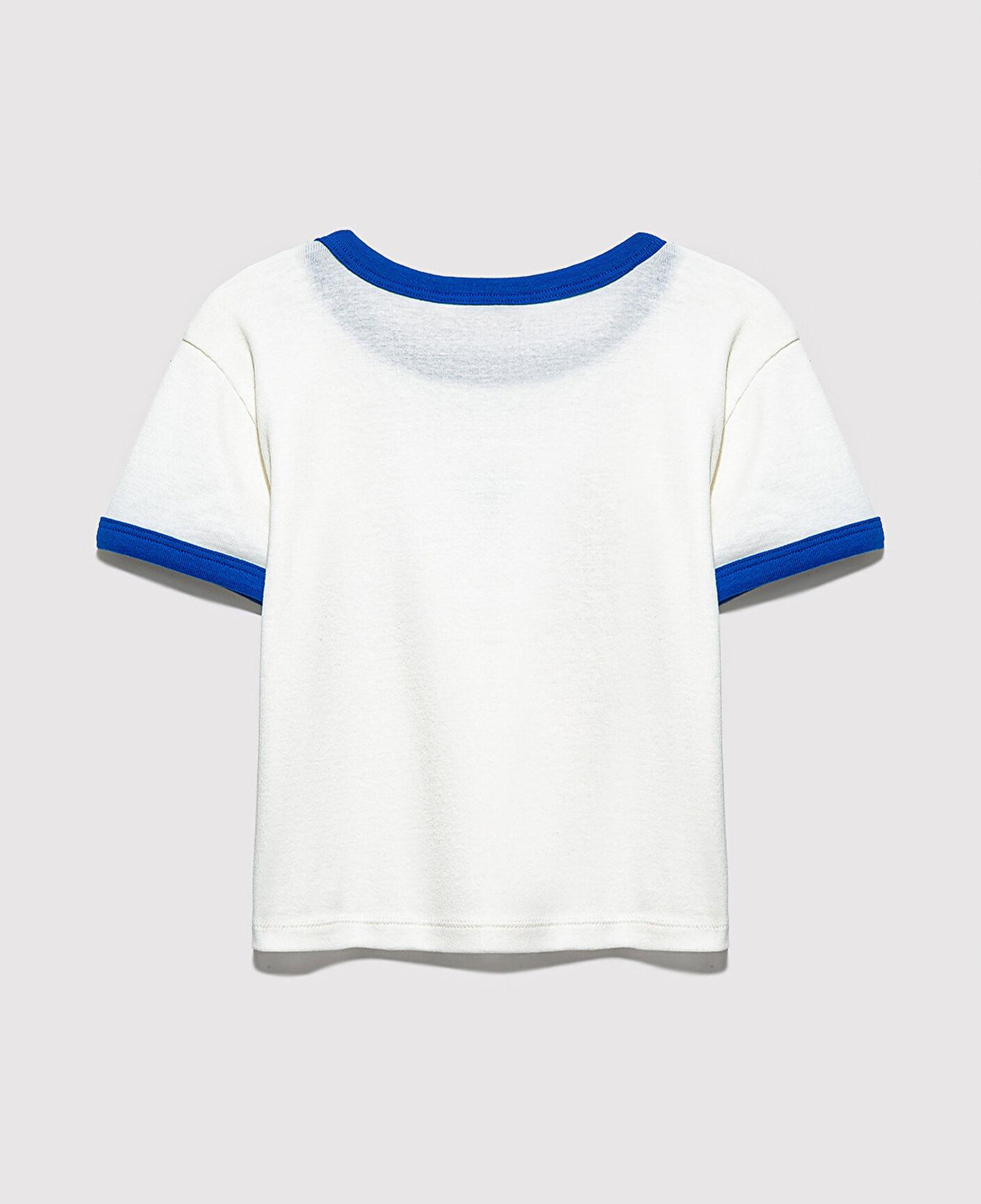 Mavi Miav Kalp Nakışlı Beyaz Tişört Fitted / Vücuda Oturan Kesim 7610492-70057