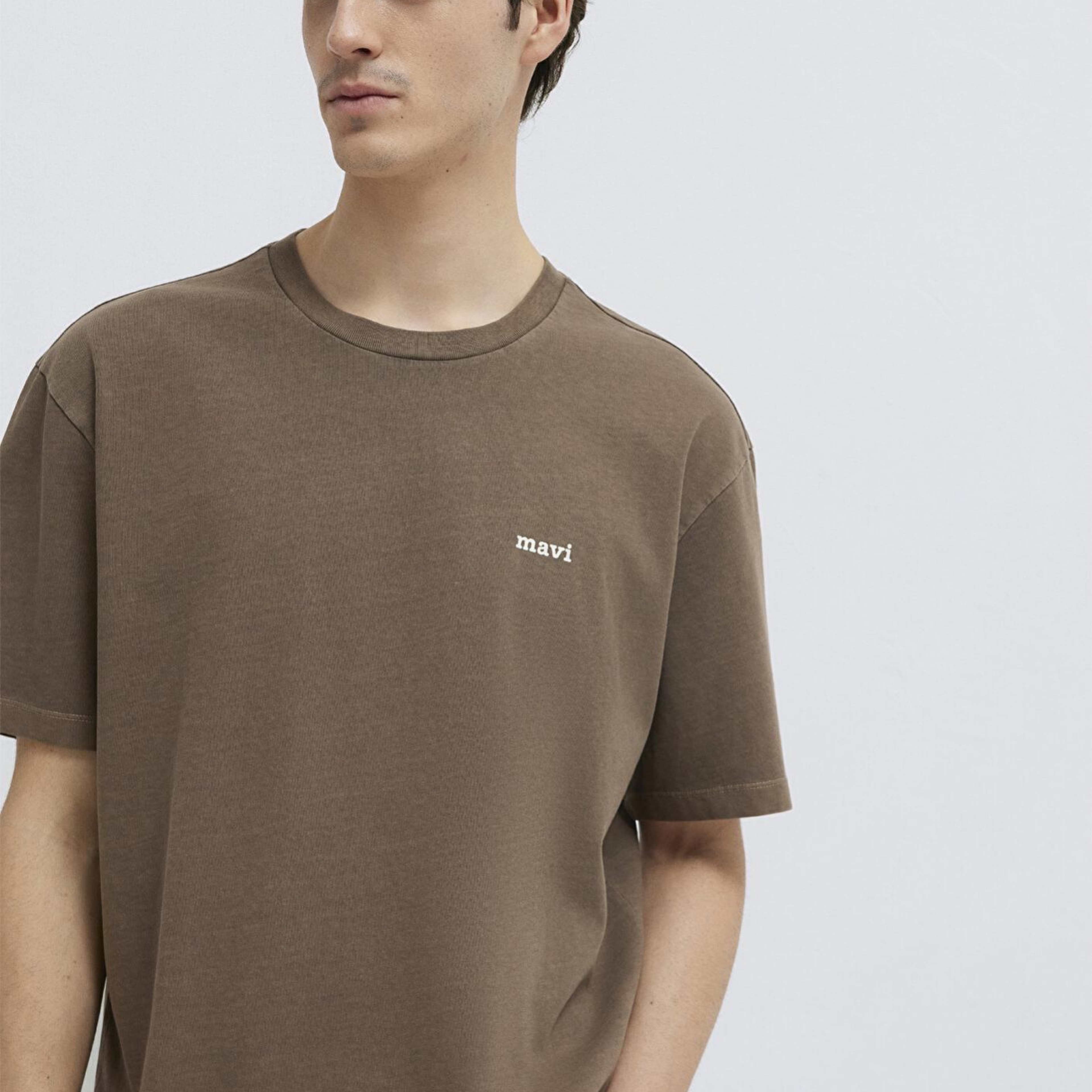 Mavi Mavi Logo Baskılı Kahverengi Tişört Loose Fit / Bol Rahat Kesim 0613346-70378