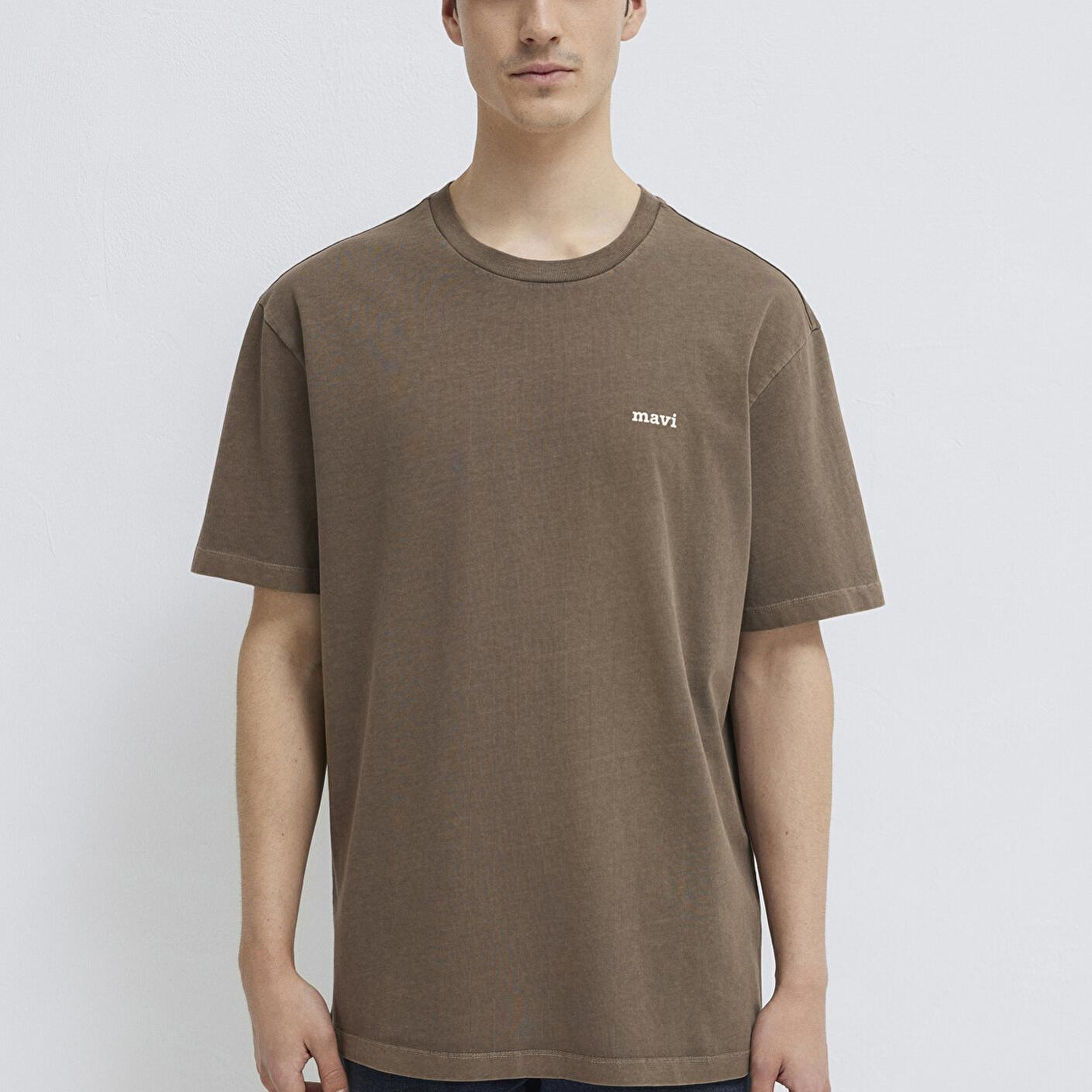 Mavi Mavi Logo Baskılı Kahverengi Tişört Loose Fit / Bol Rahat Kesim 0613346-70378