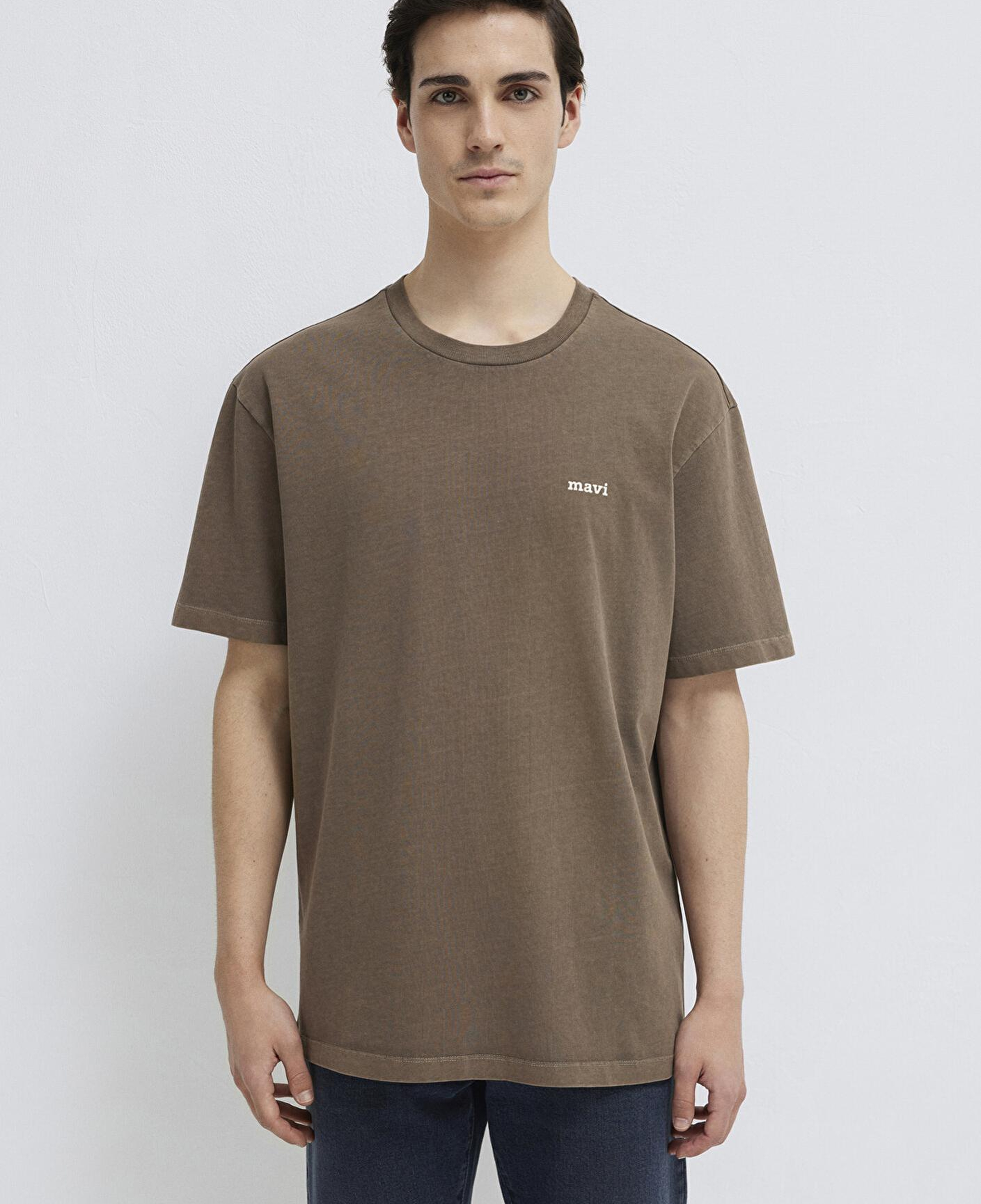 Mavi Mavi Logo Baskılı Kahverengi Tişört Loose Fit / Bol Rahat Kesim 0613346-70378