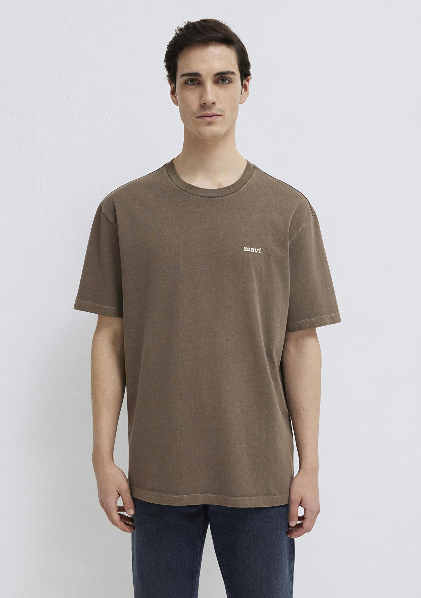 Mavi Mavi Logo Baskılı Kahverengi Tişört Loose Fit / Bol Rahat Kesim 0613346-70378