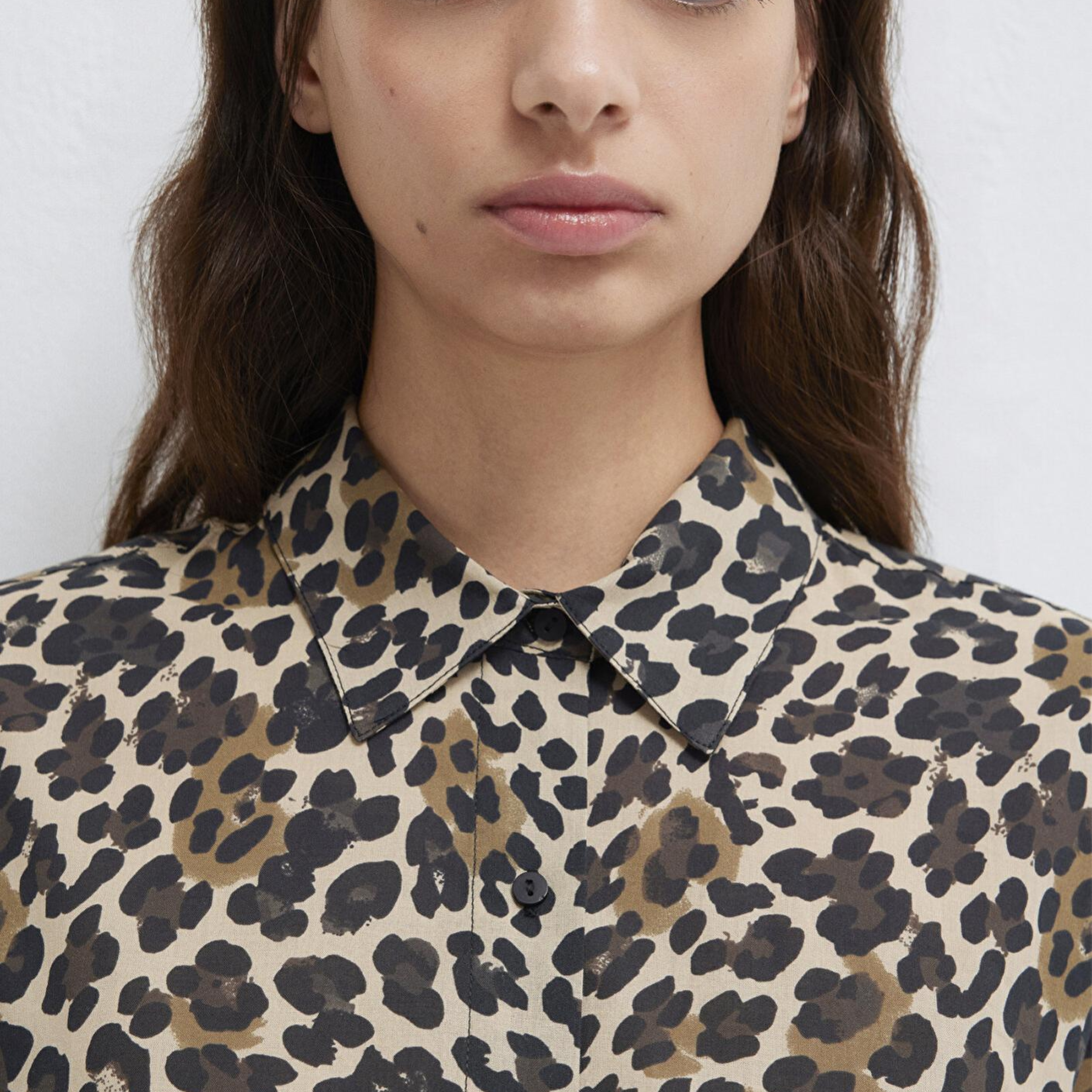 Mavi Leopar Baskılı Gömlek Loose Fit / Bol Rahat Kesim 1211512-91572