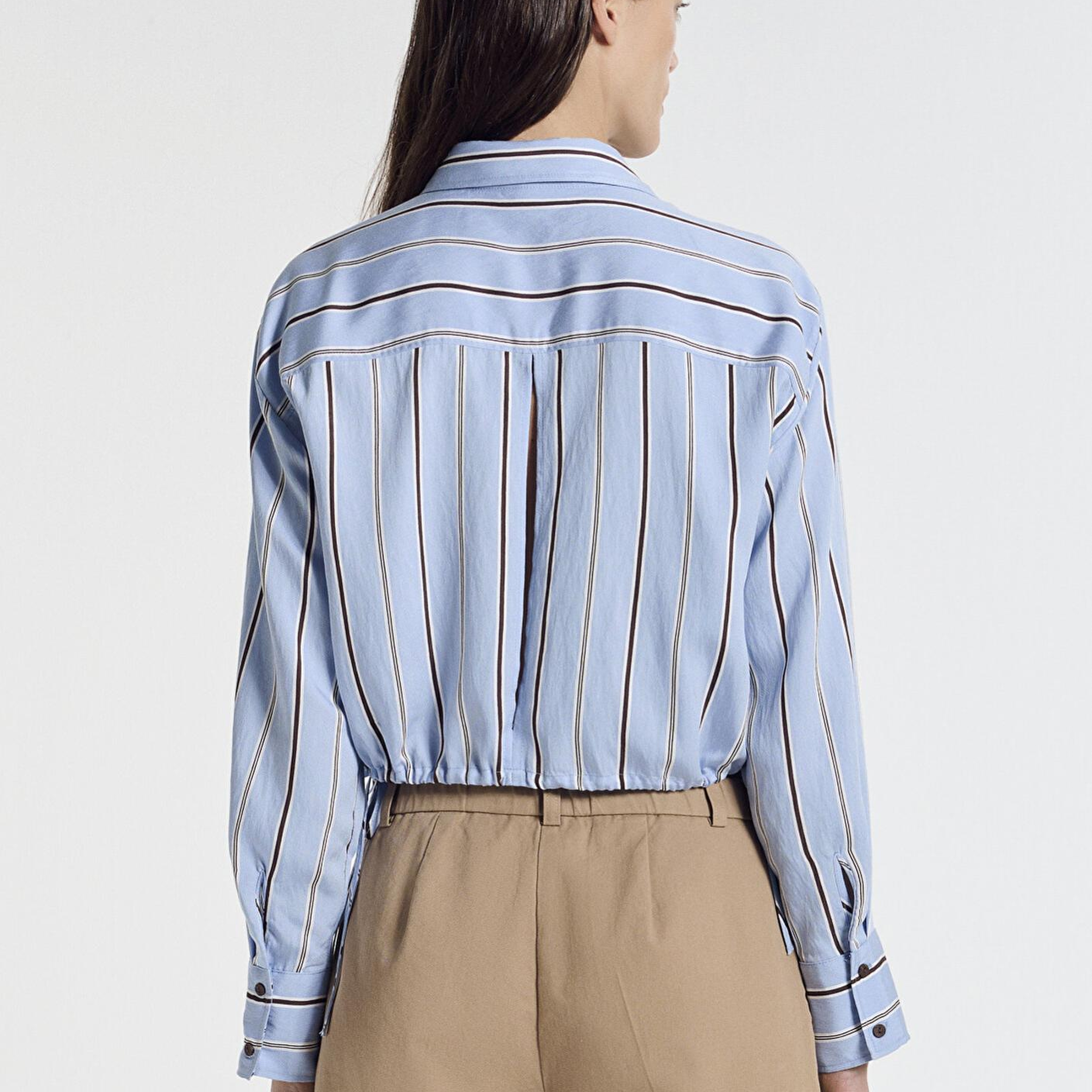 Mavi Çizgili Crop Mavi Gömlek Crop / Kısa Kesim 1211510-91571