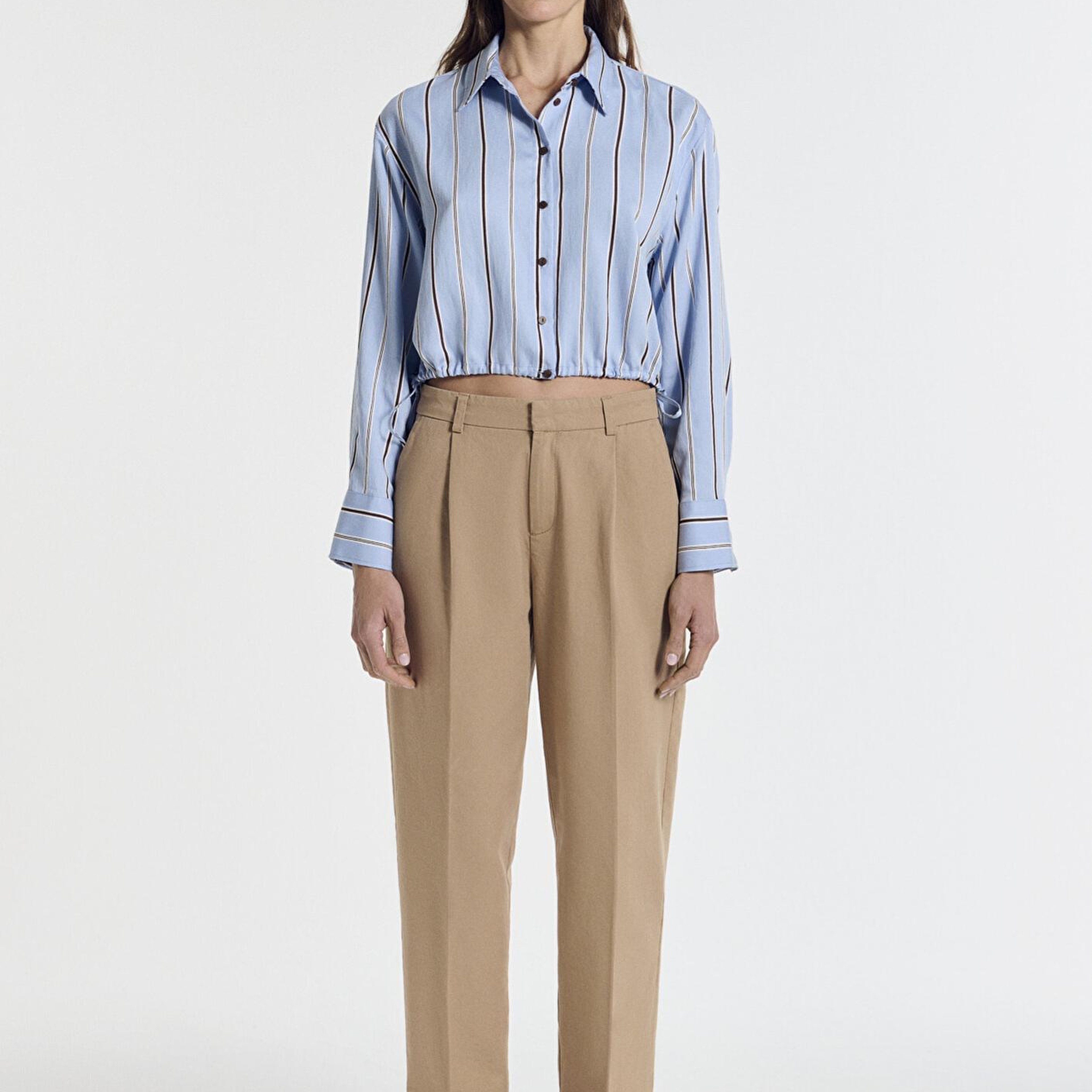 Mavi Çizgili Crop Mavi Gömlek Crop / Kısa Kesim 1211510-91571