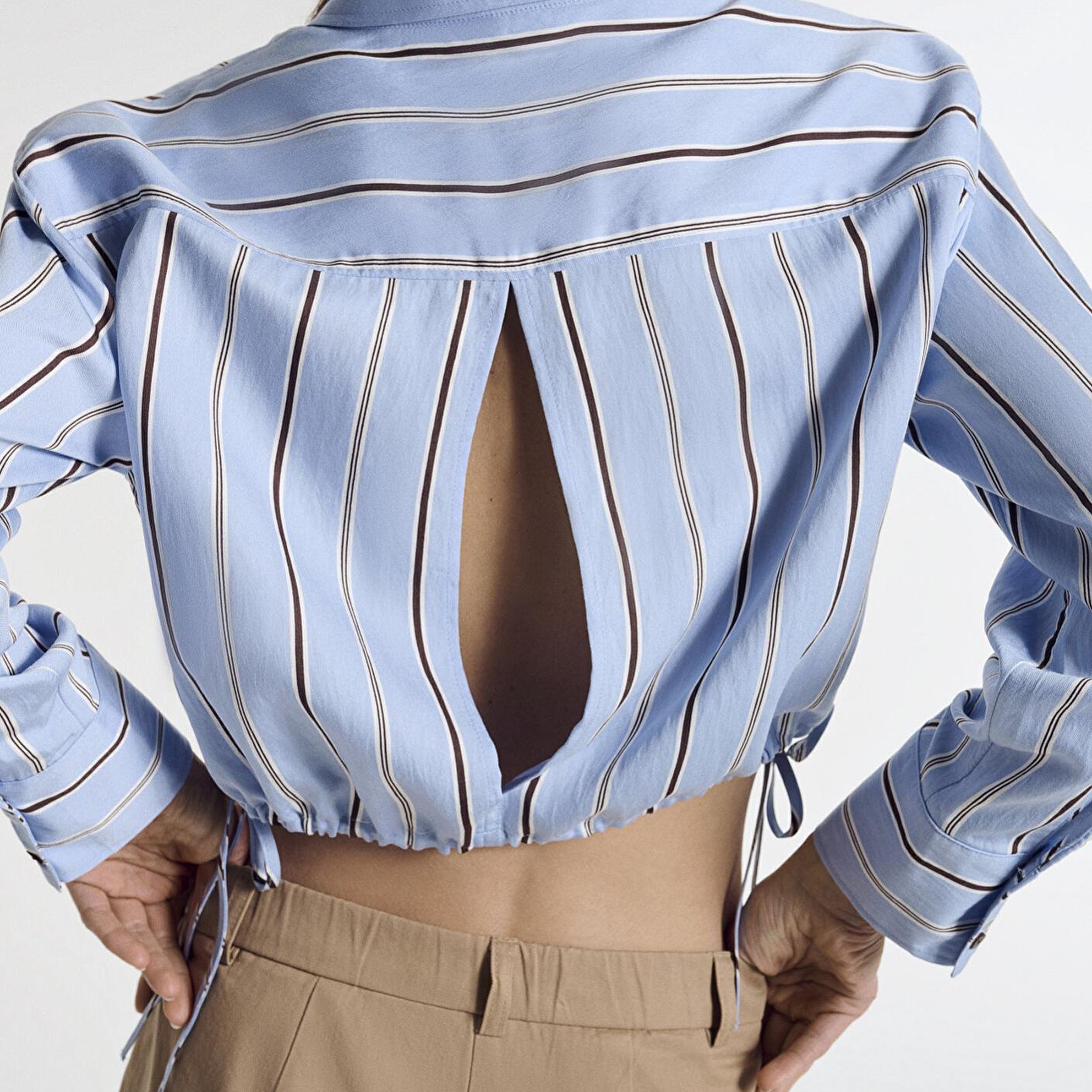 Mavi Çizgili Crop Mavi Gömlek Crop / Kısa Kesim 1211510-91571