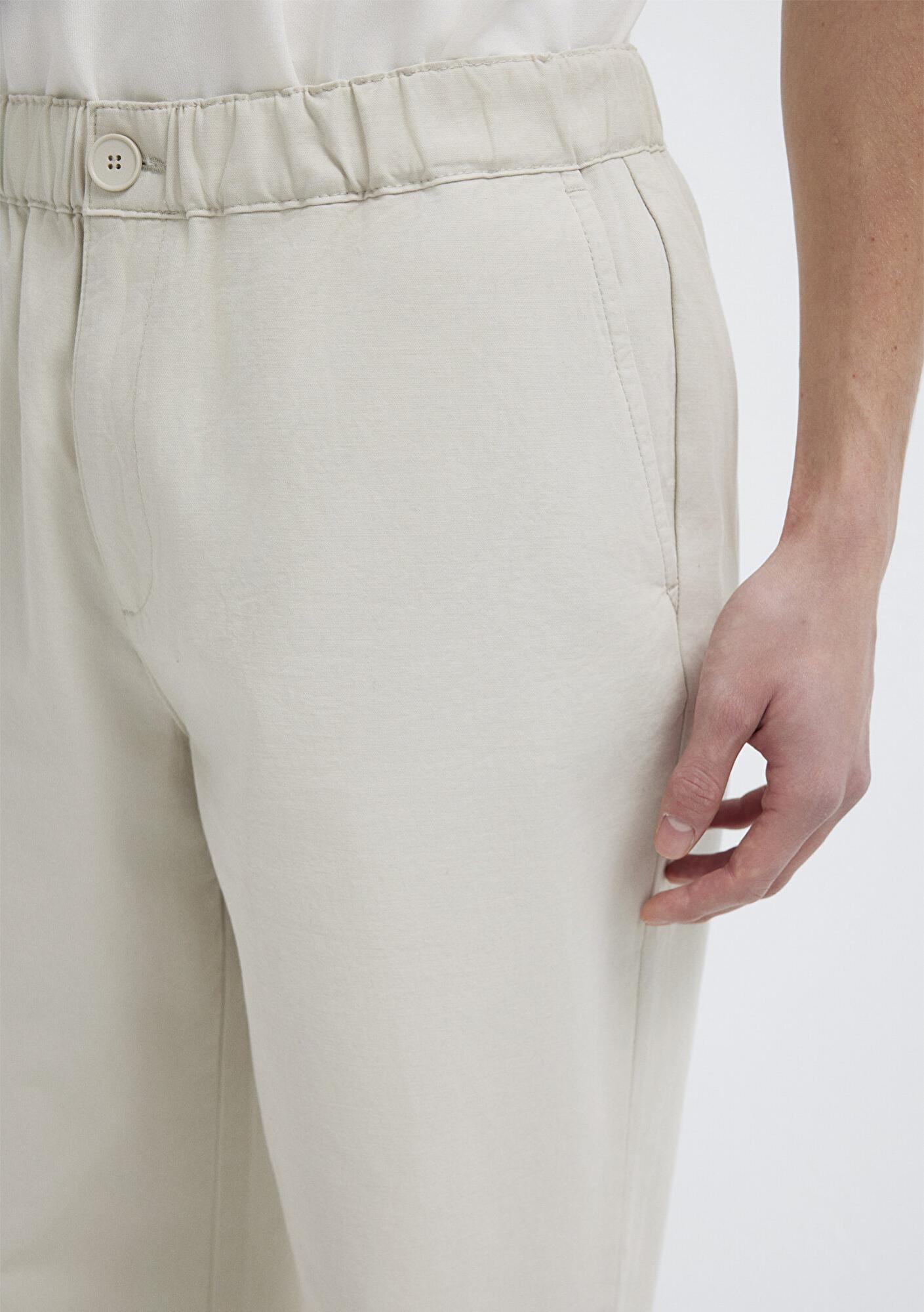 Mavi Beli Lastikli Bej Pantolon 0010610-70144