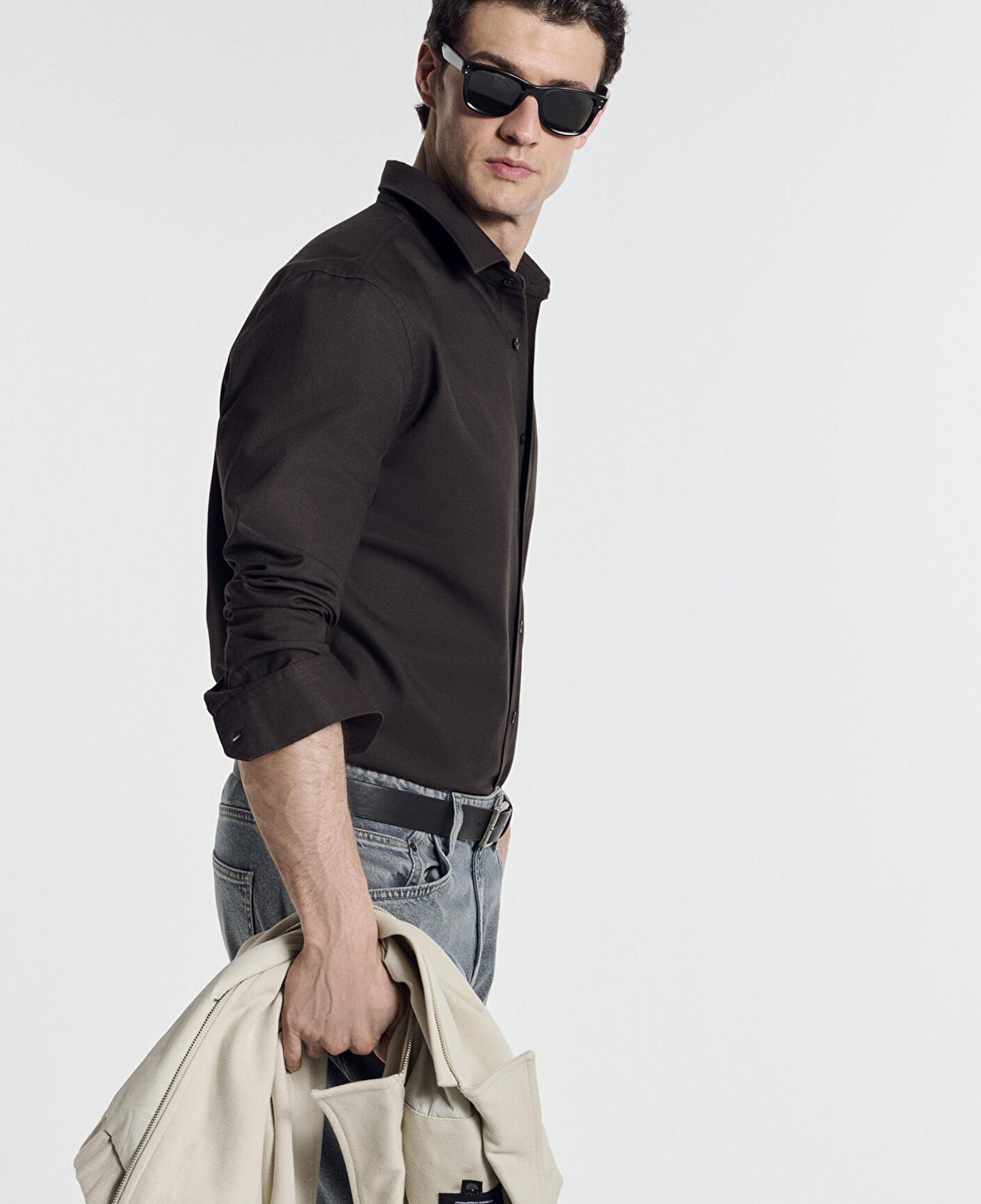 Mavi Kahverengi Gömlek Regular Fit / Normal Kesim 0212063-70219