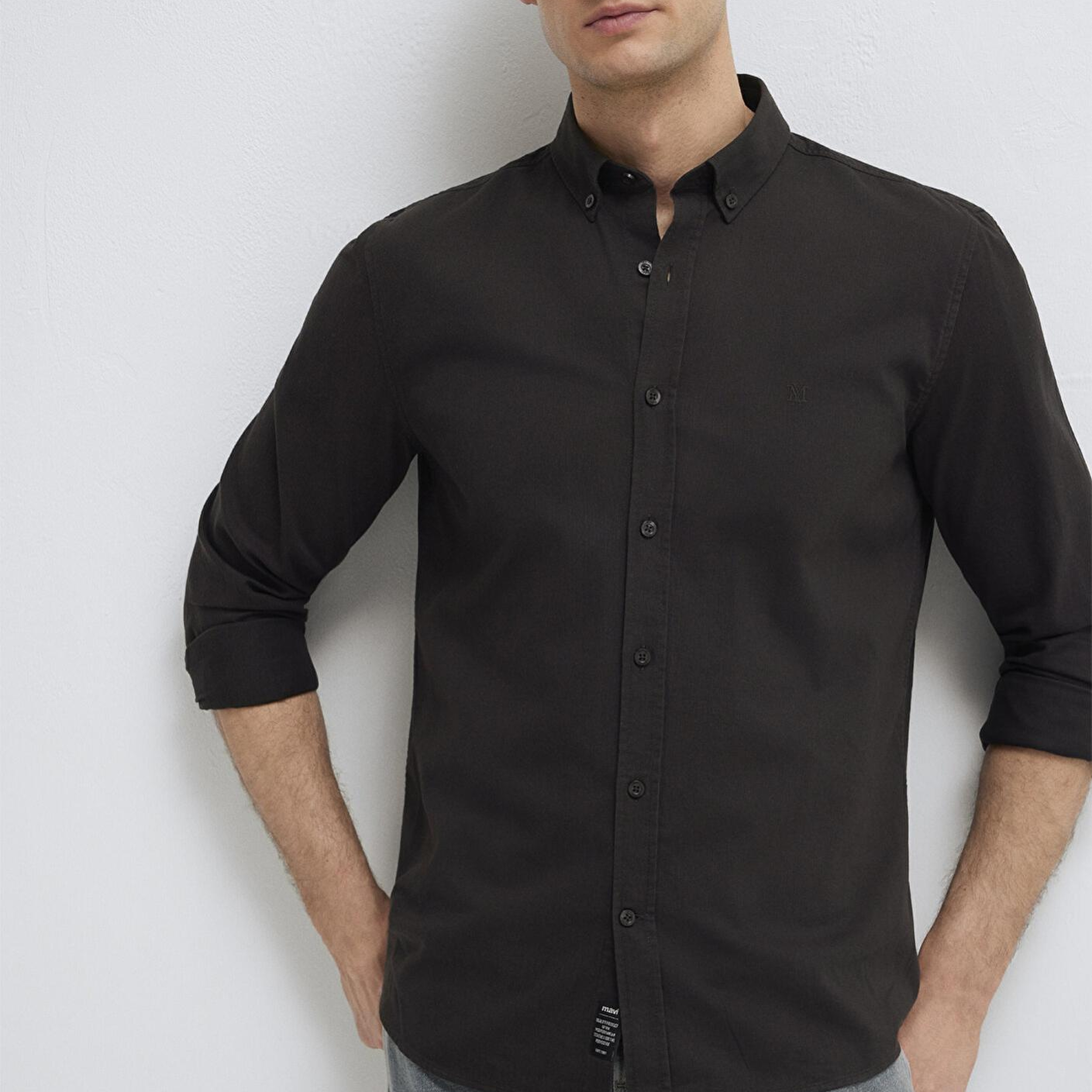 Mavi M Logo Nakışlı Kahverengi Gömlek Slim Fit / Dar Kesim 0211192-90892