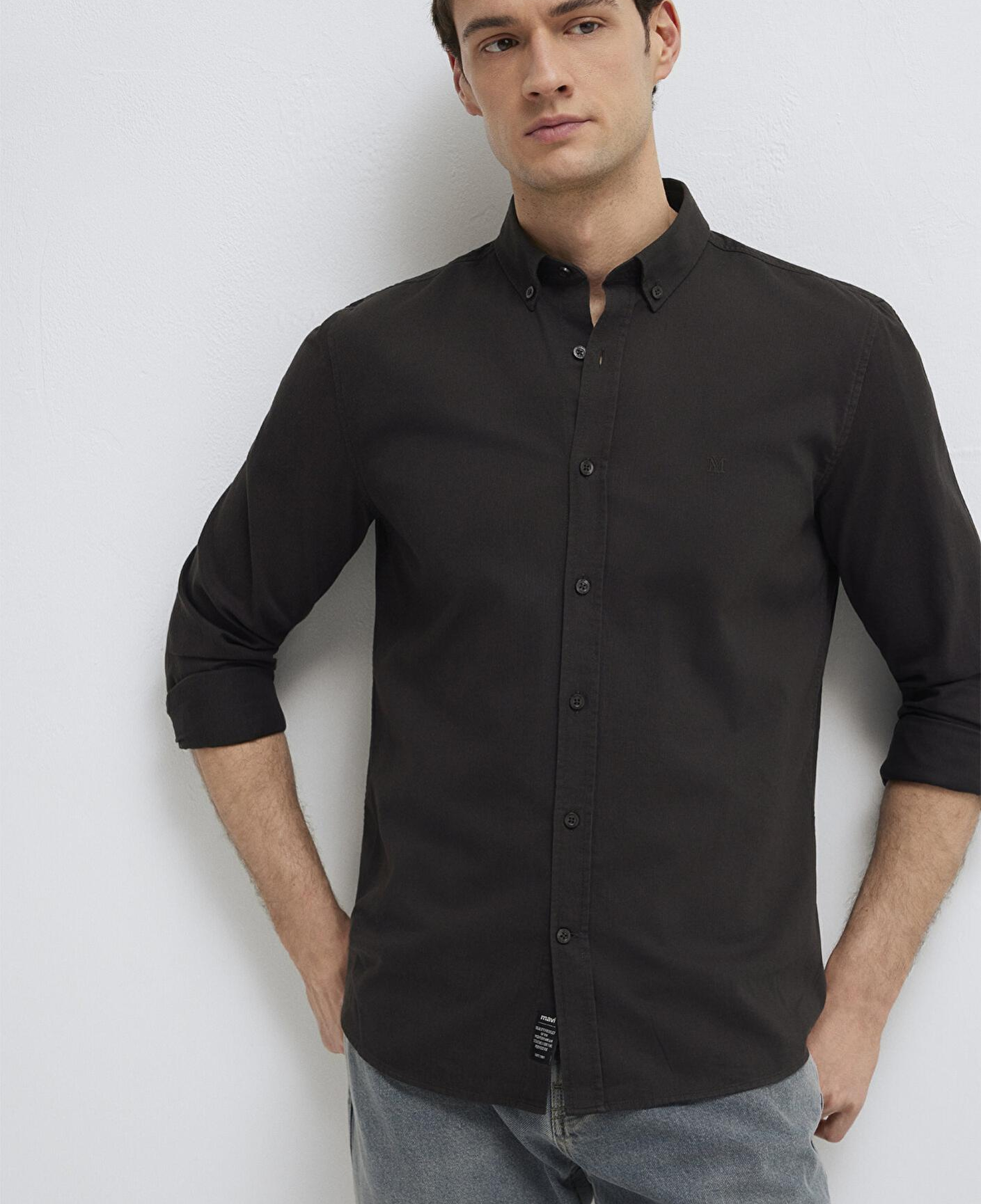 Mavi M Logo Nakışlı Kahverengi Gömlek Slim Fit / Dar Kesim 0211192-90892