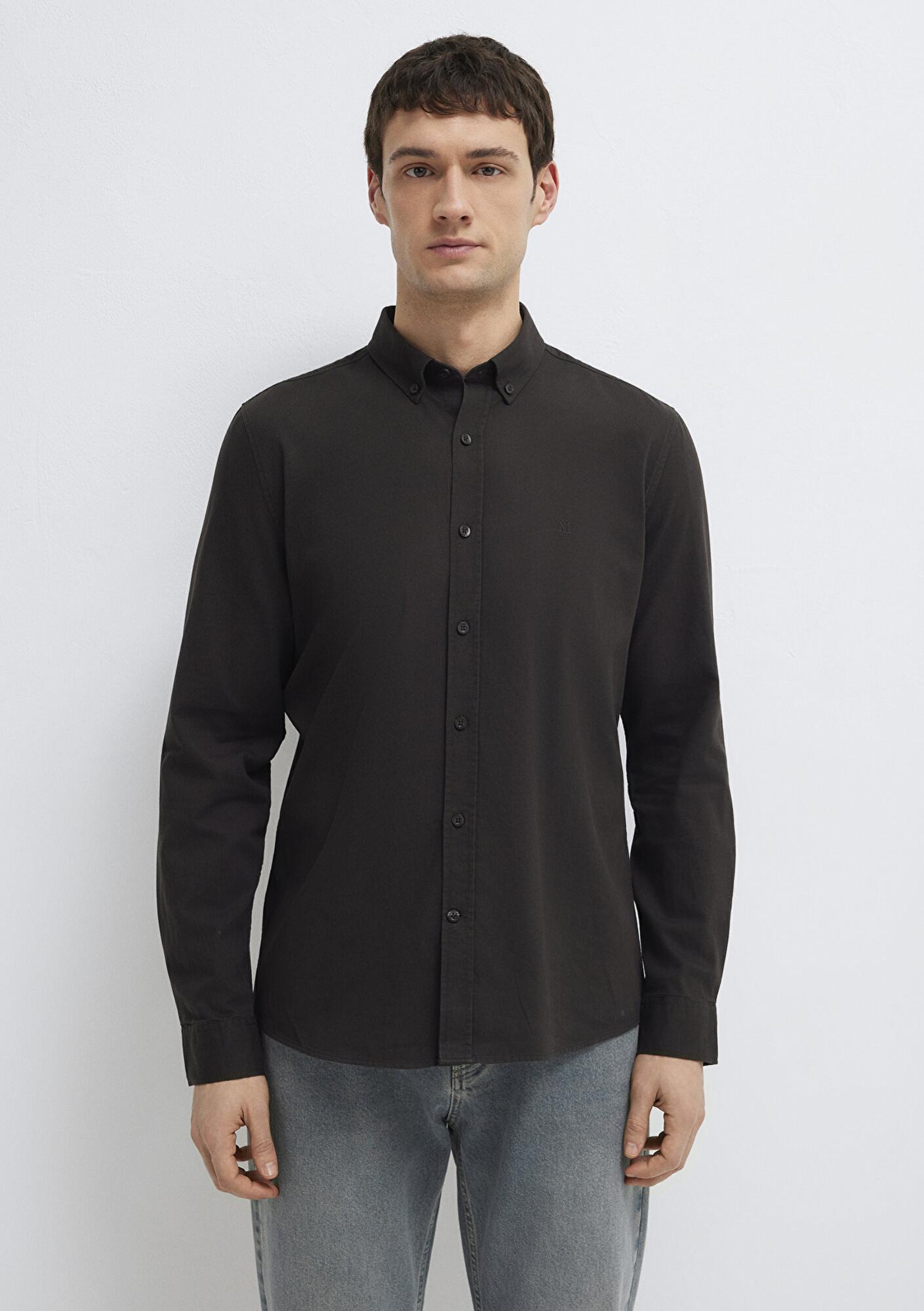 Mavi M Logo Nakışlı Kahverengi Gömlek Slim Fit / Dar Kesim 0211192-90892