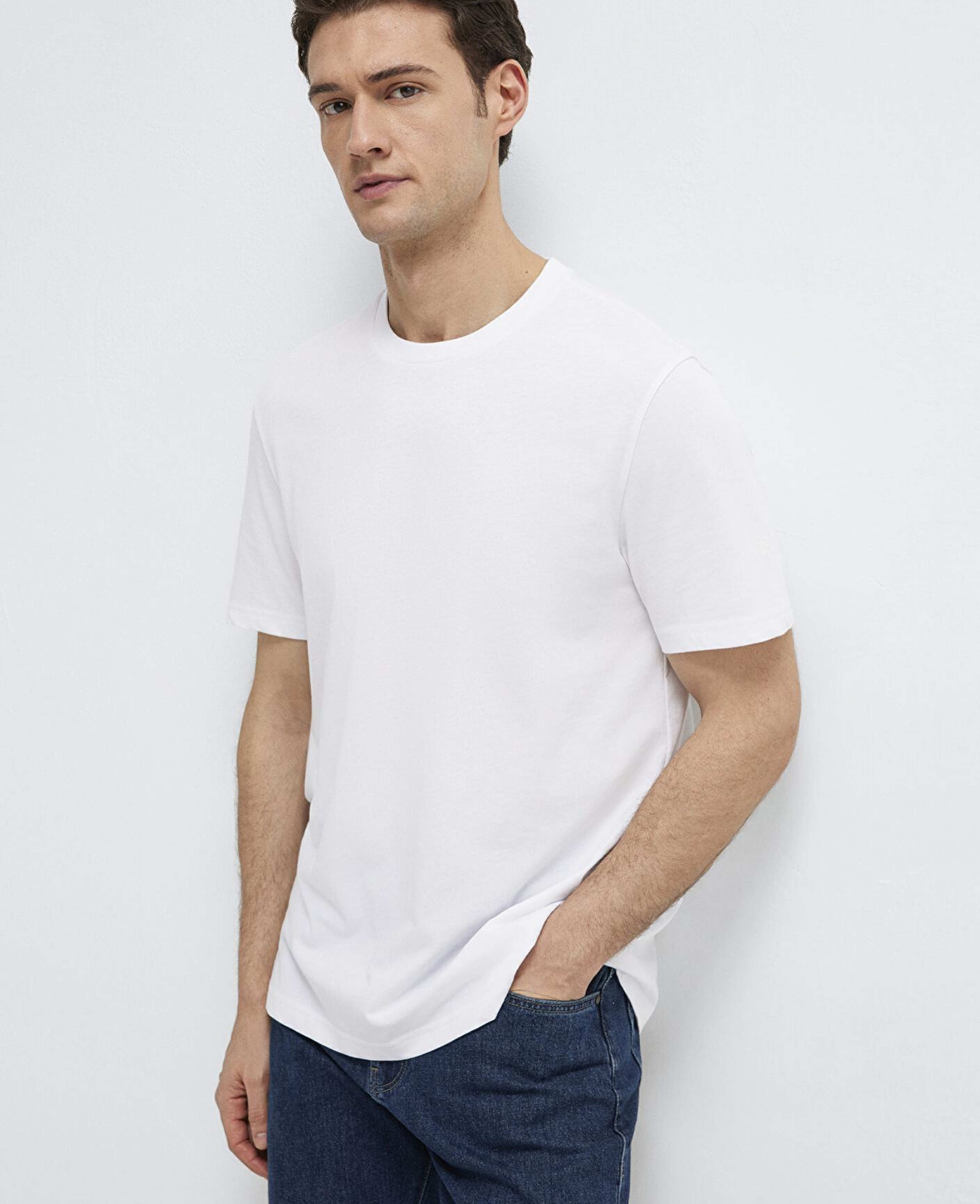 Mavi Beyaz Basic Tişört Regular Fit / Normal Kesim 0613477-620