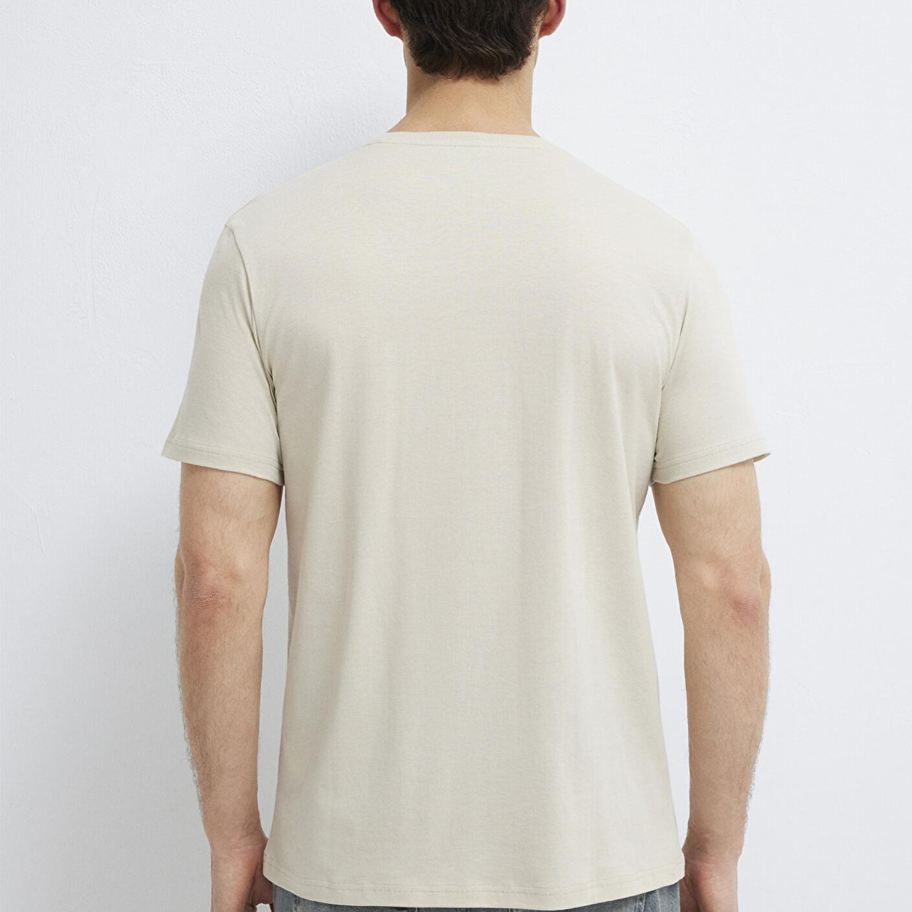 Mavi Bej Basic Tişört Slim Fit / Dar Kesim 065574-70144