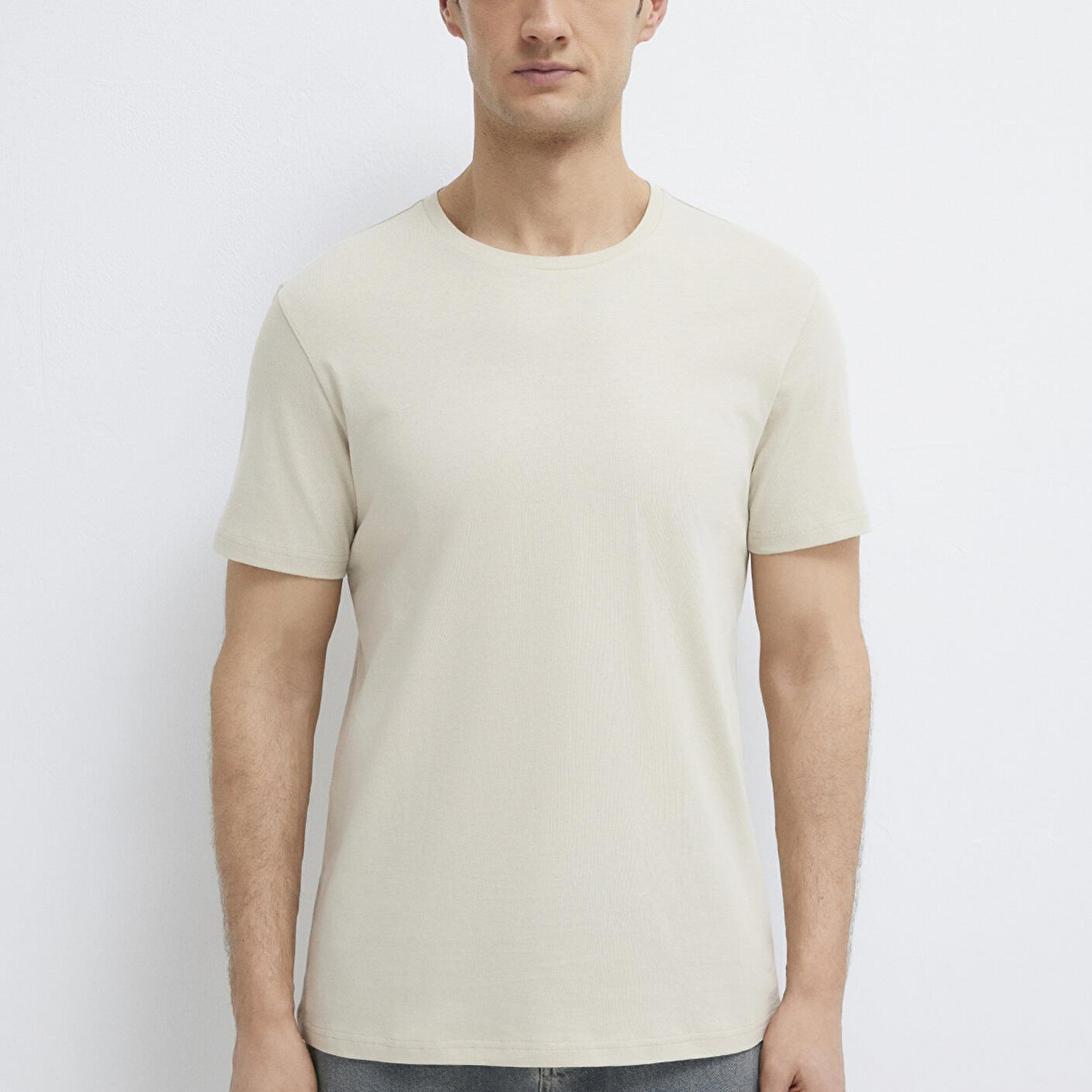 Mavi Bej Basic Tişört Slim Fit / Dar Kesim 065574-70144
