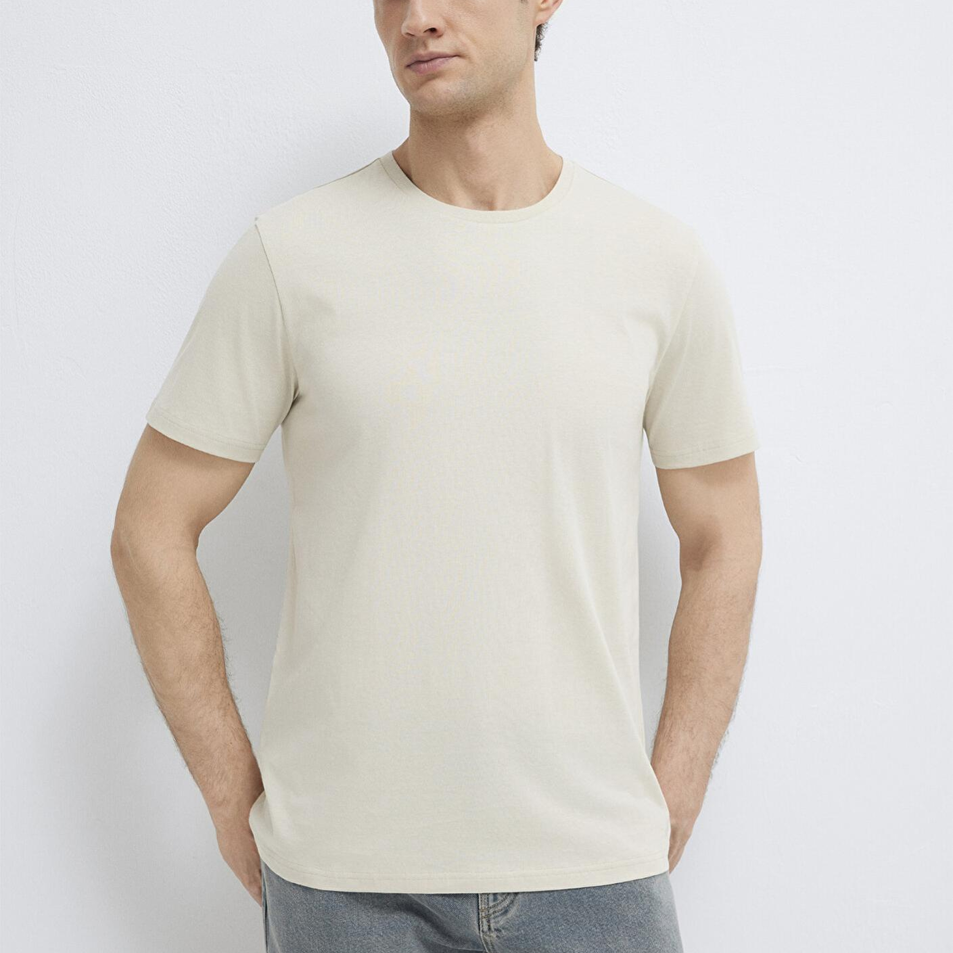 Mavi Bej Basic Tişört Slim Fit / Dar Kesim 065574-70144