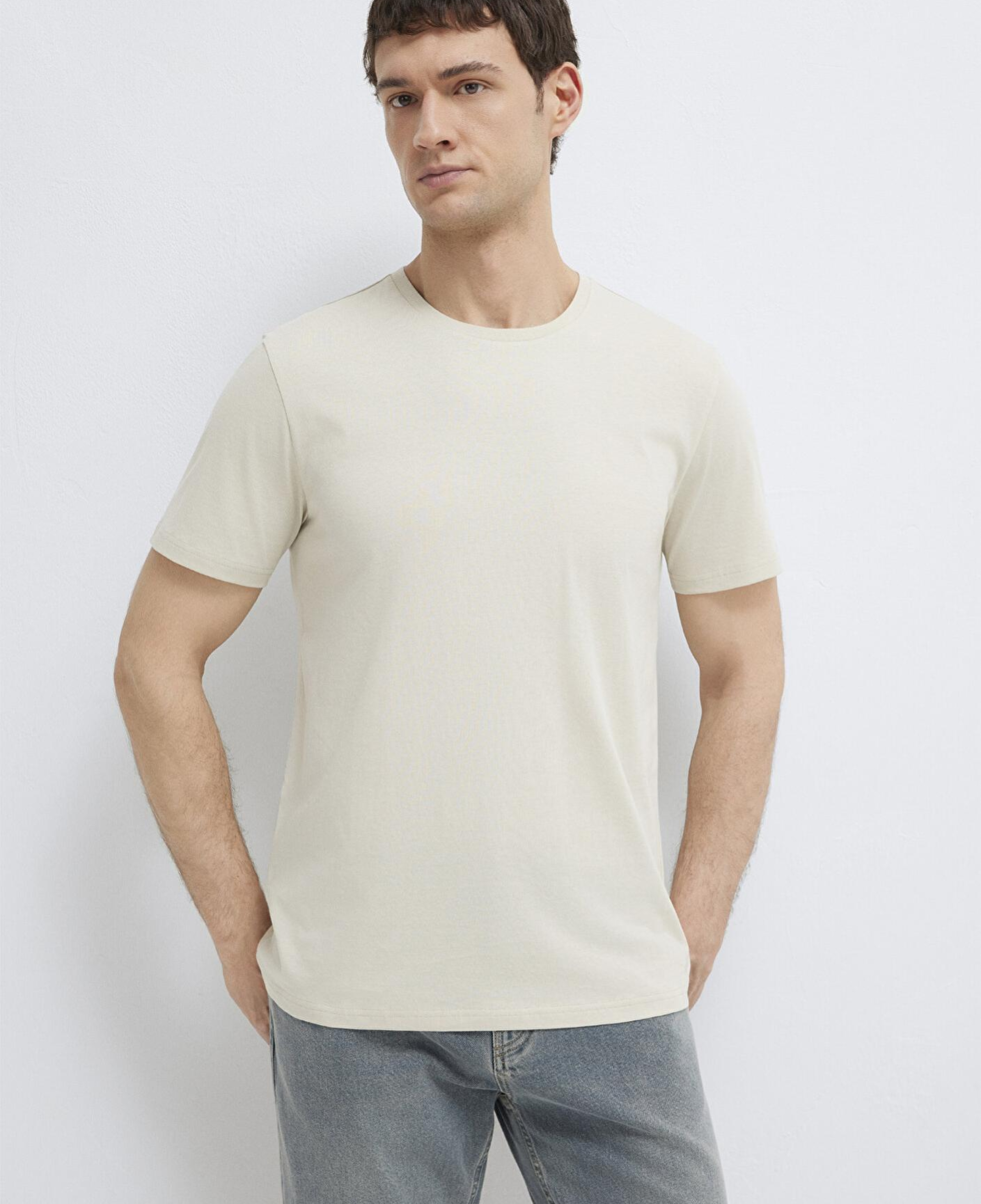 Mavi Bej Basic Tişört Slim Fit / Dar Kesim 065574-70144