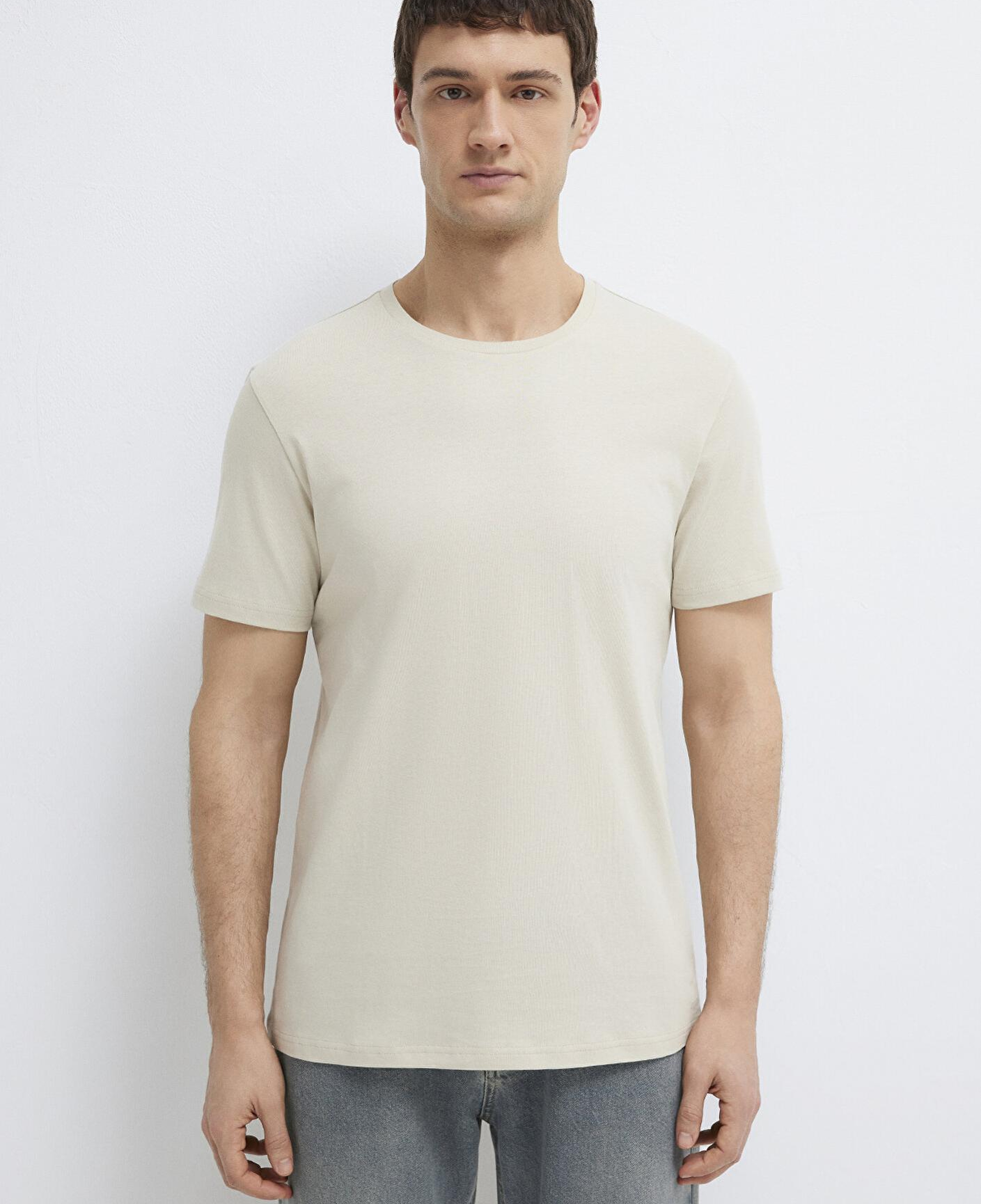 Mavi Bej Basic Tişört Slim Fit / Dar Kesim 065574-70144