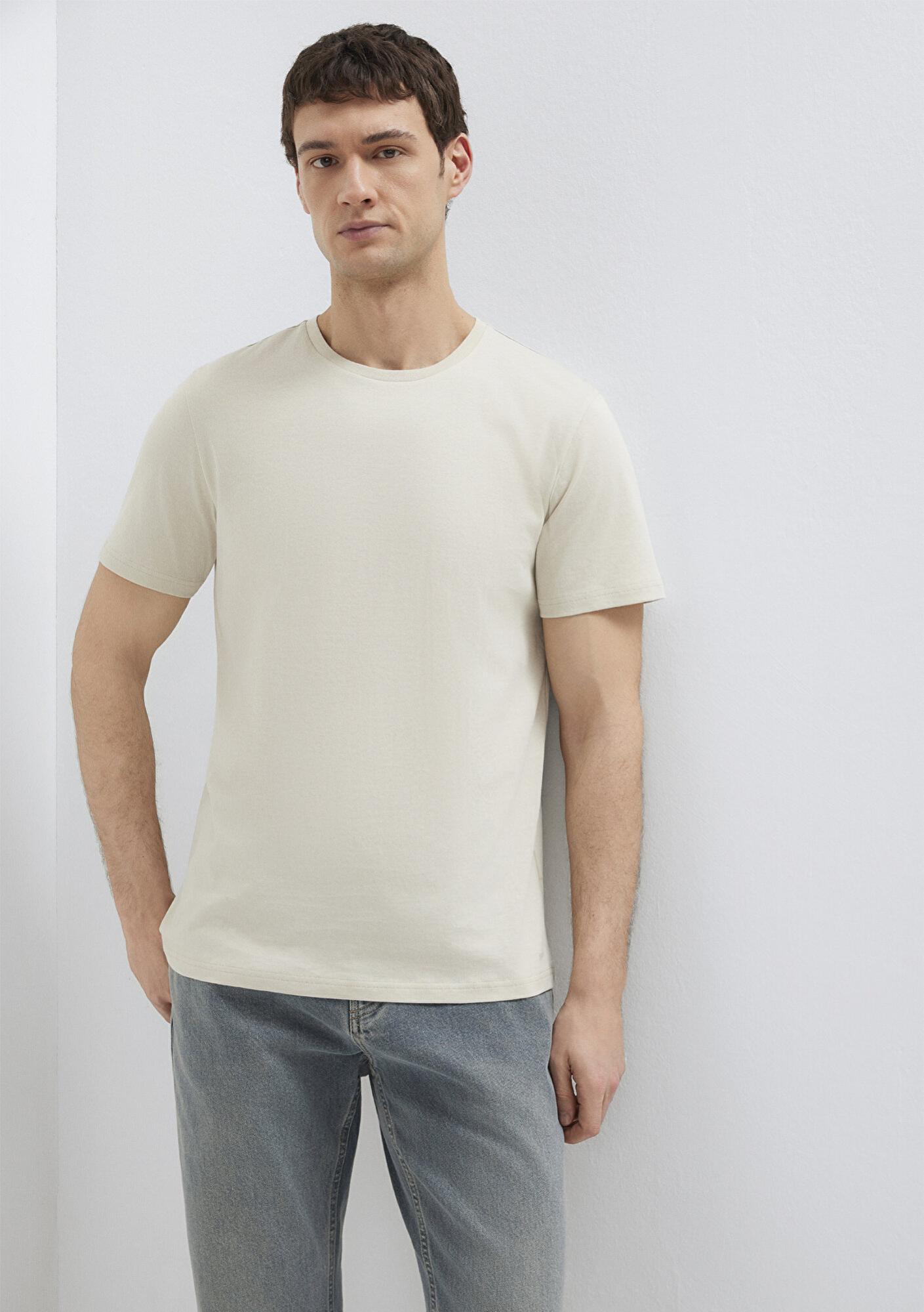 Mavi Bej Basic Tişört Slim Fit / Dar Kesim 065574-70144