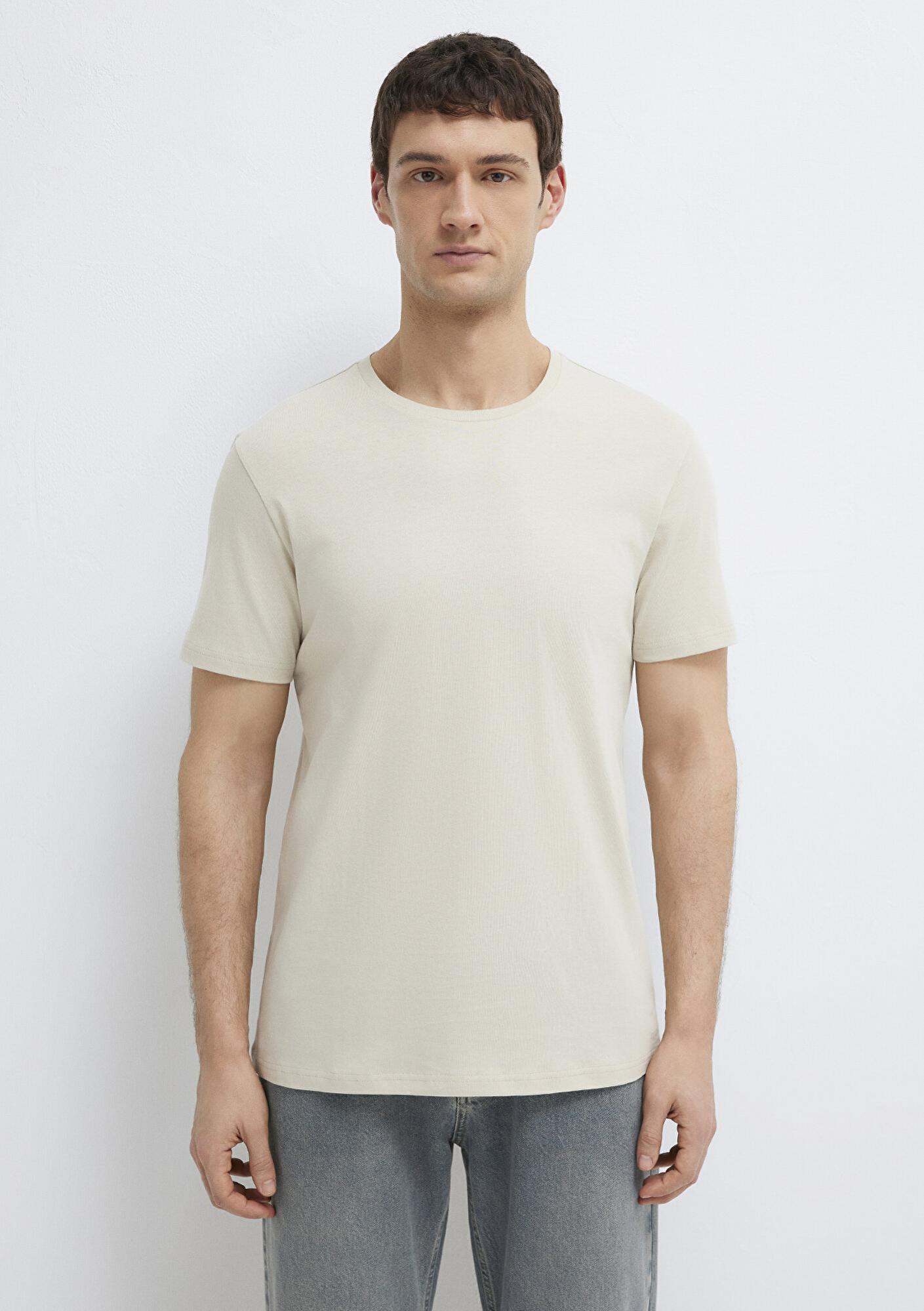 Mavi Bej Basic Tişört Slim Fit / Dar Kesim 065574-70144