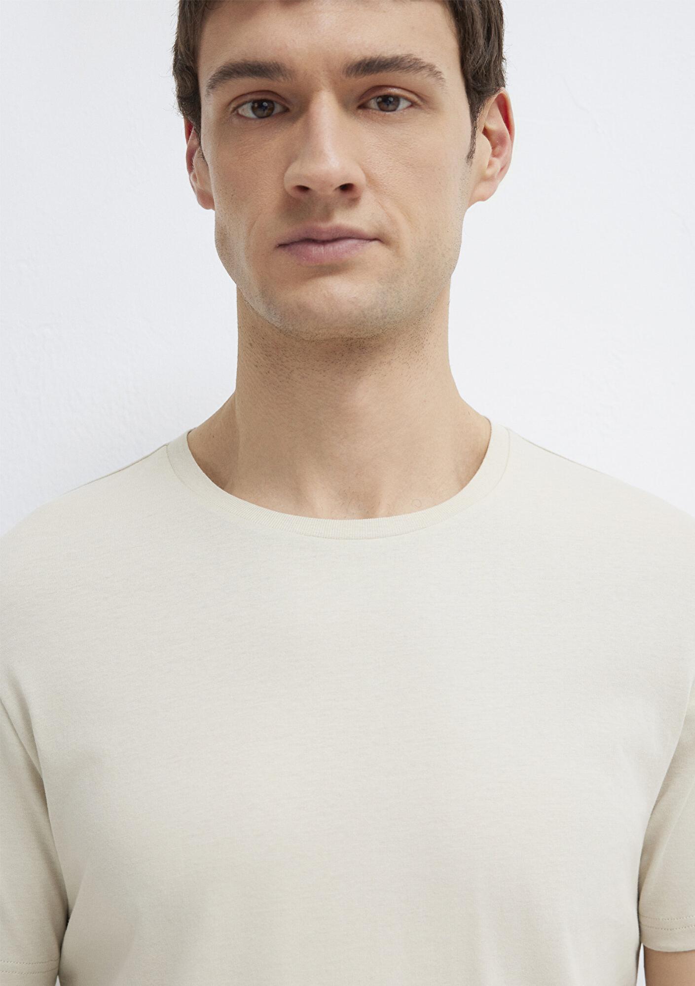 Mavi Bej Basic Tişört Slim Fit / Dar Kesim 065574-70144