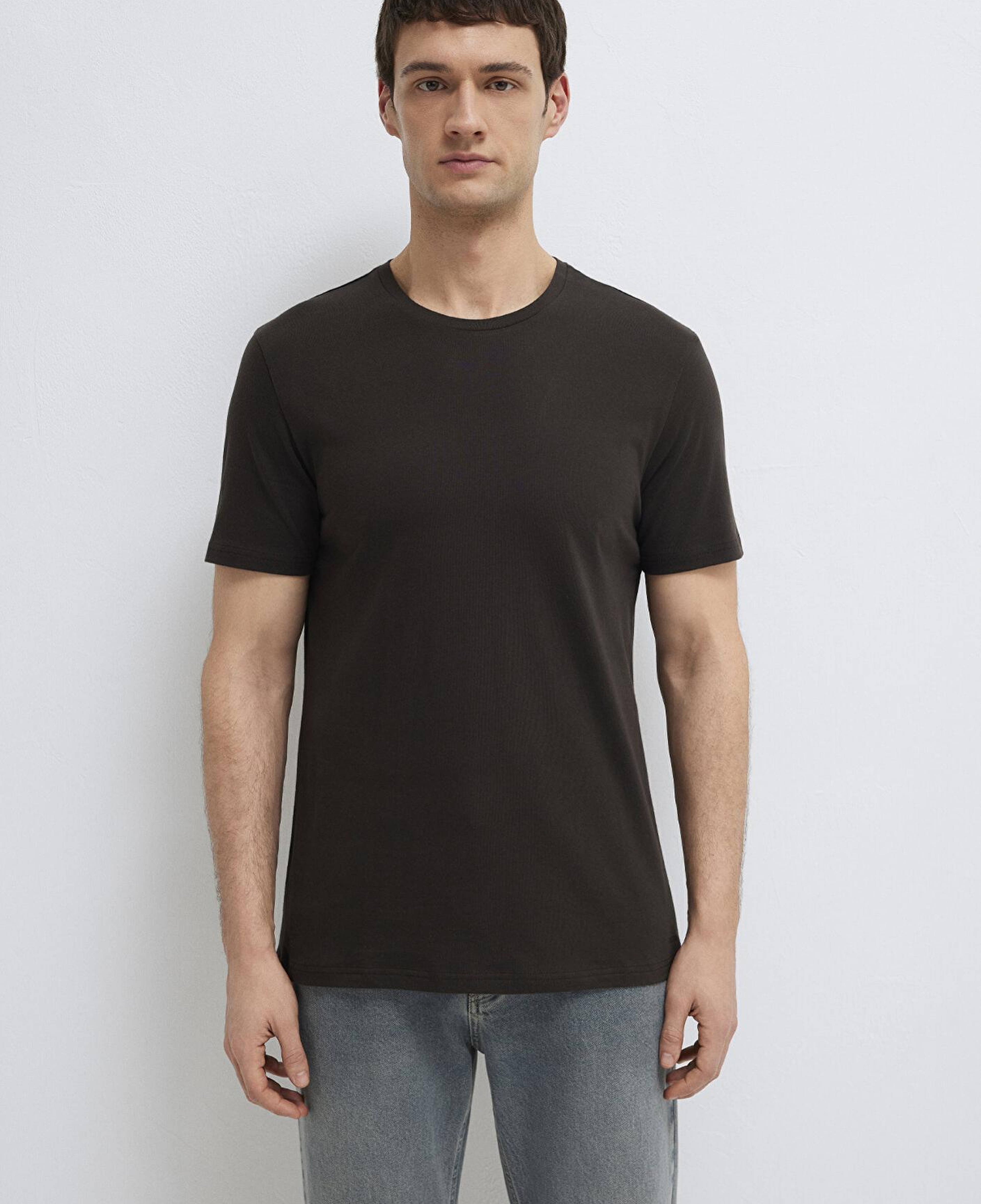 Mavi Kahverengi Basic Tişört Slim Fit / Dar Kesim 065574-70219