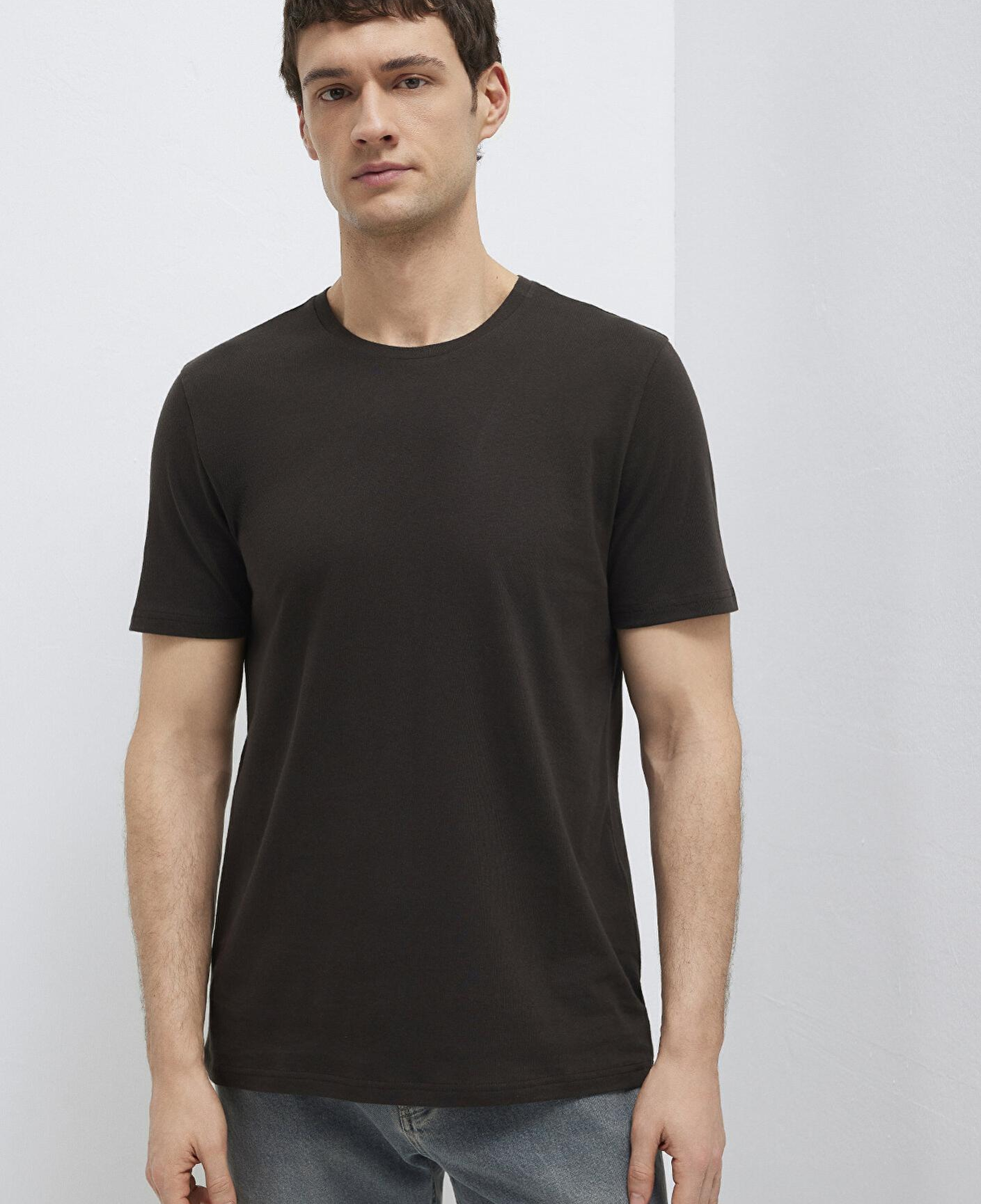 Mavi Kahverengi Basic Tişört Slim Fit / Dar Kesim 065574-70219