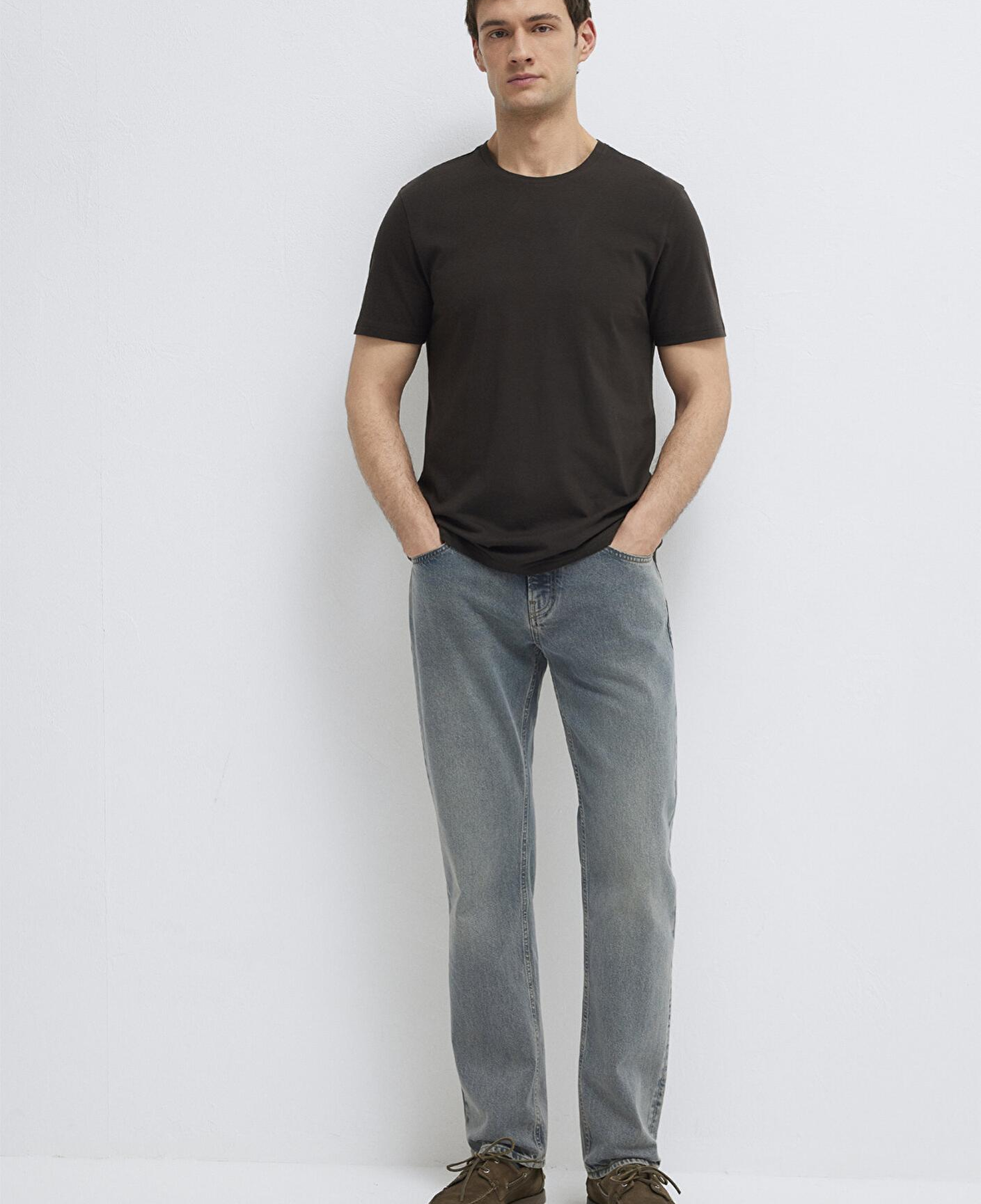 Mavi Kahverengi Basic Tişört Slim Fit / Dar Kesim 065574-70219