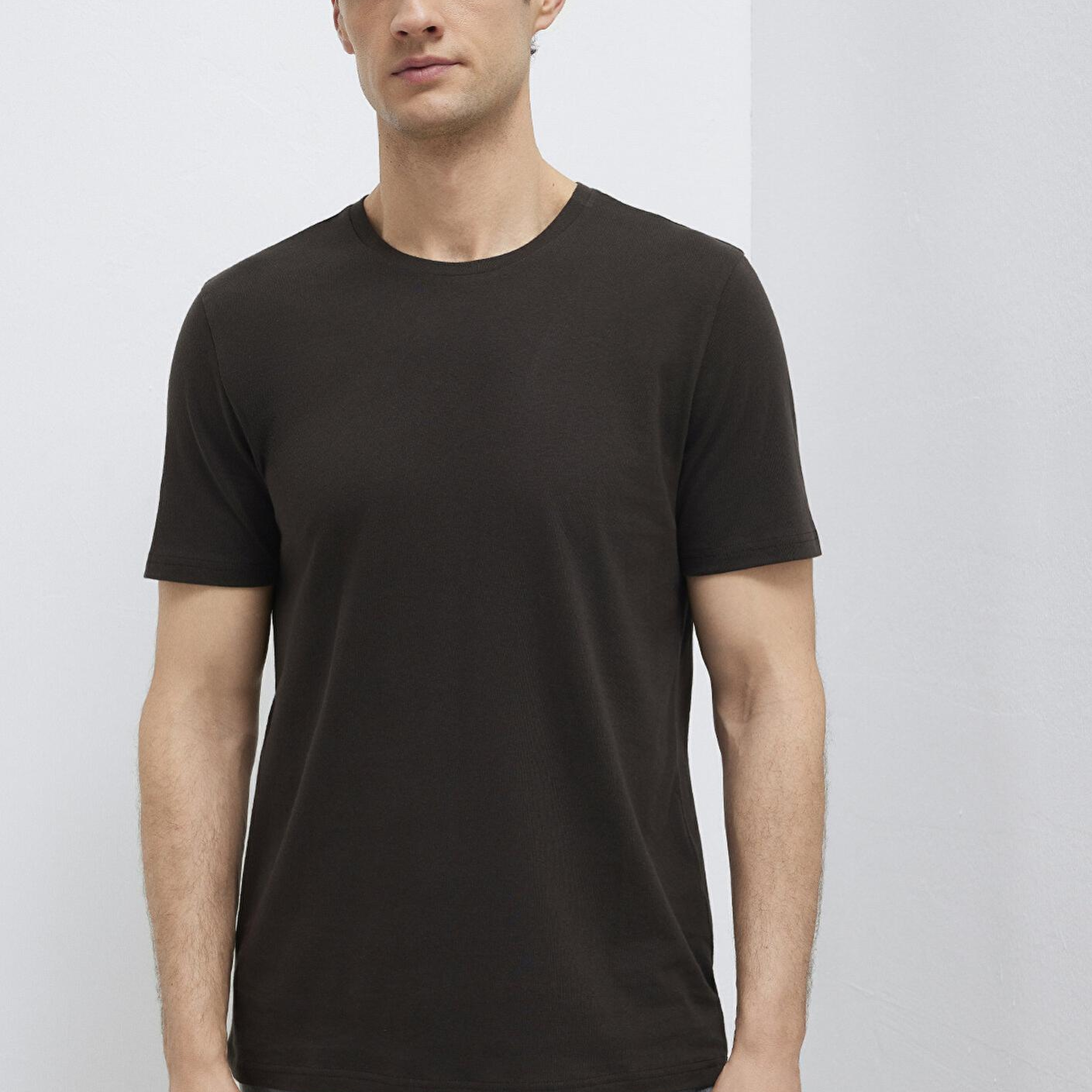 Mavi Kahverengi Basic Tişört Slim Fit / Dar Kesim 065574-70219