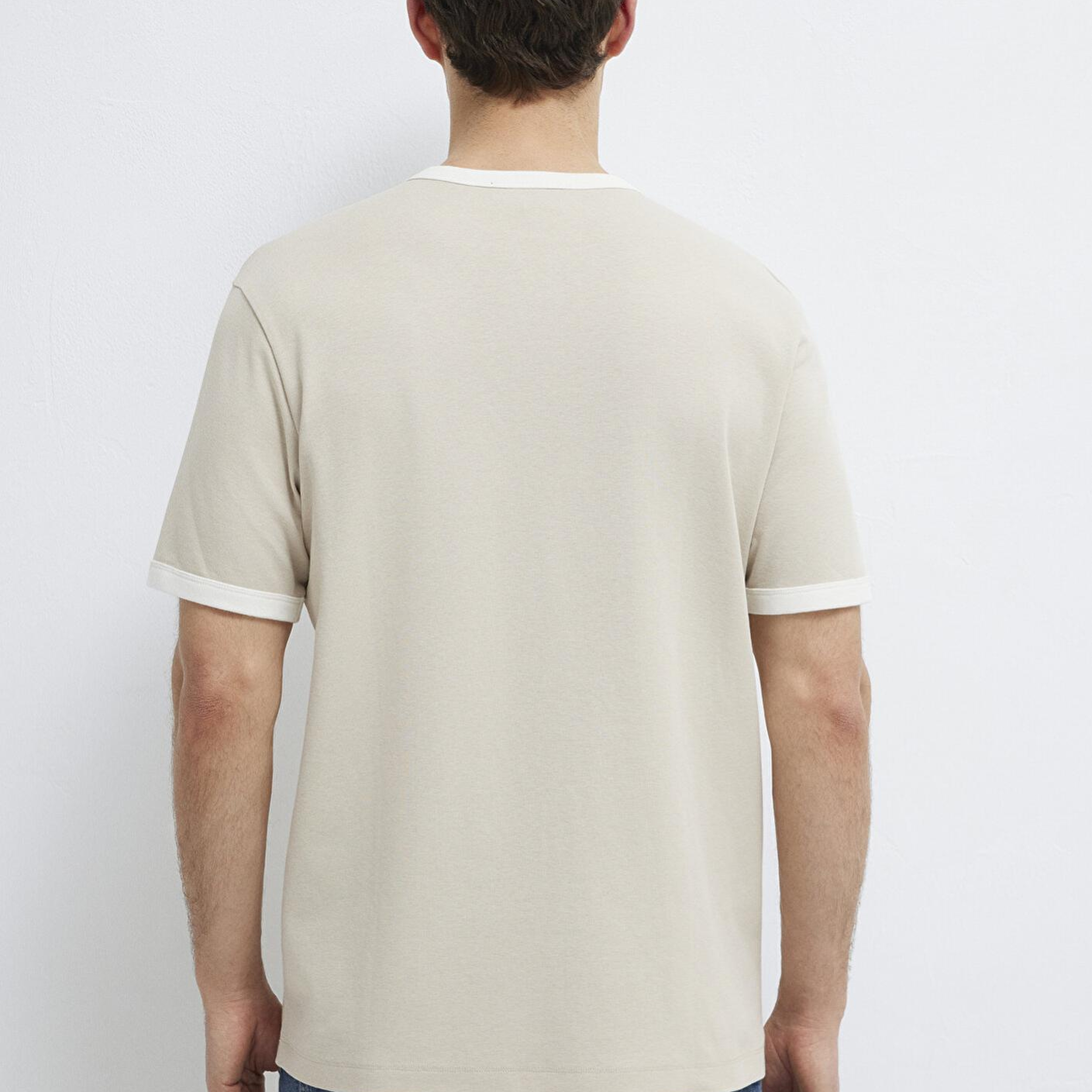 Mavi Biye Detaylı Bej Tişört Regular Fit / Normal Kesim 0613223-70144