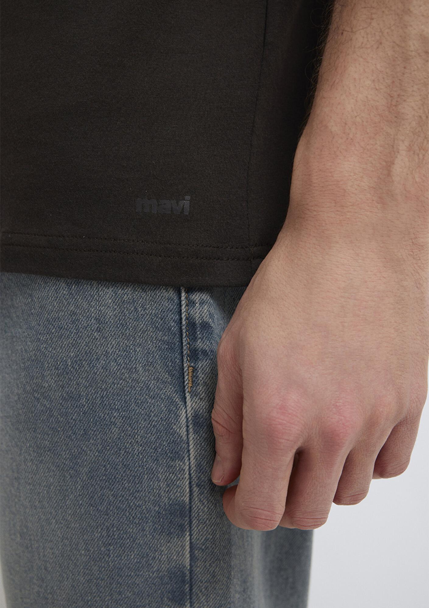 Mavi Kahverengi Basic Tişört Slim Fit / Dar Kesim 065574-70219