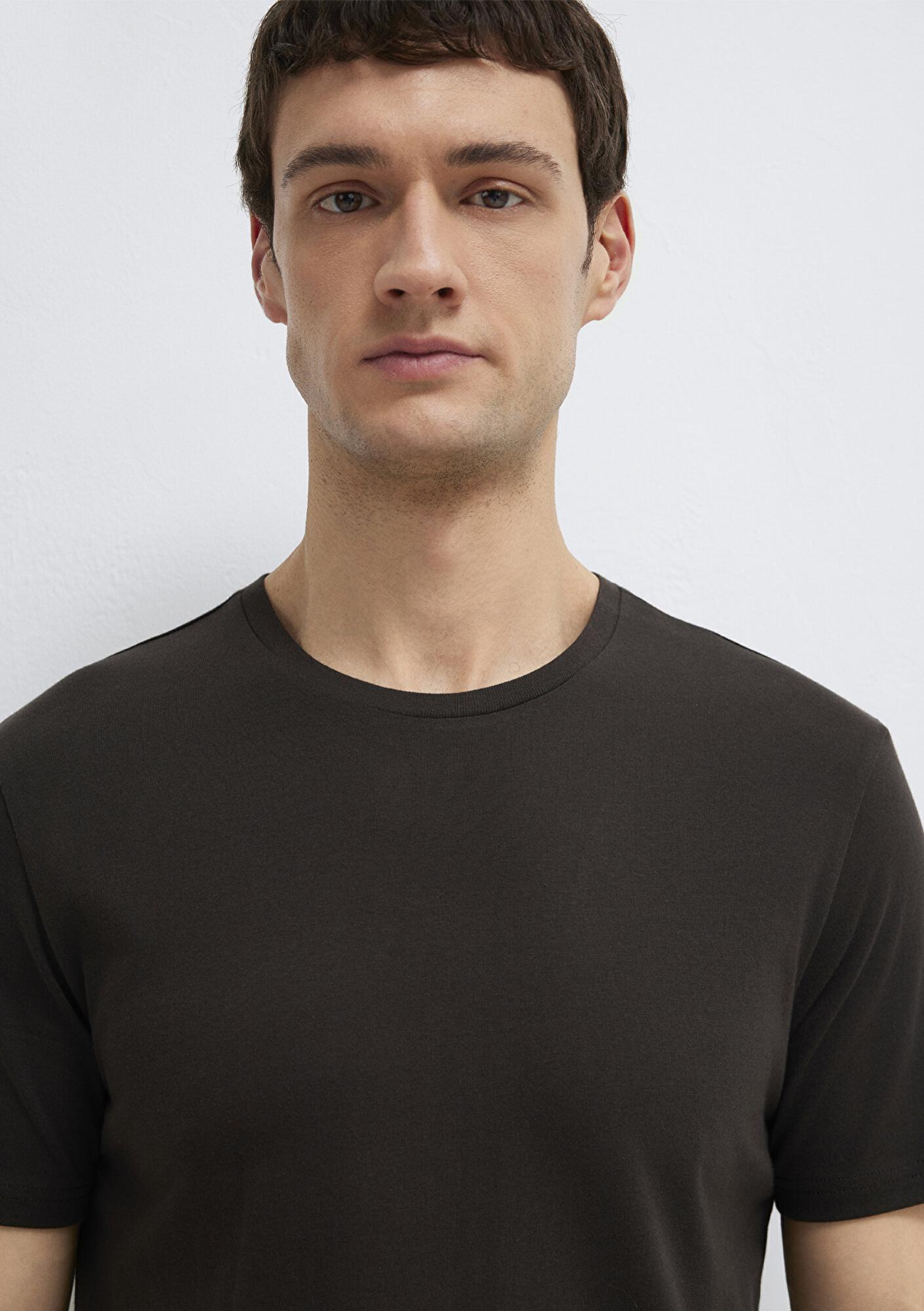 Mavi Kahverengi Basic Tişört Slim Fit / Dar Kesim 065574-70219