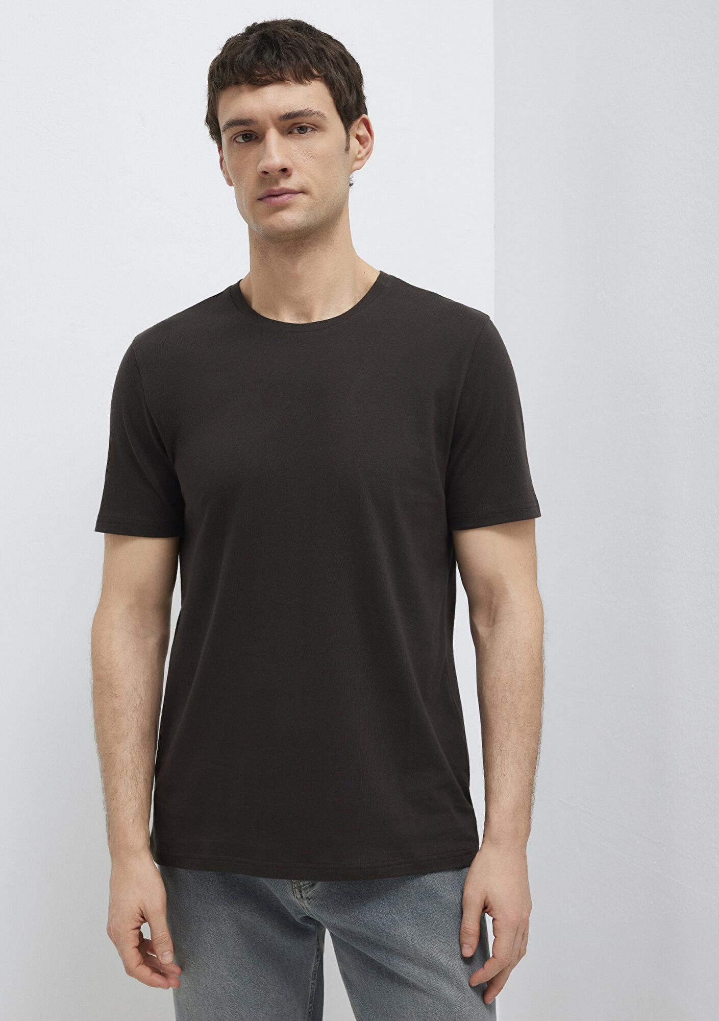 Mavi Kahverengi Basic Tişört Slim Fit / Dar Kesim 065574-70219