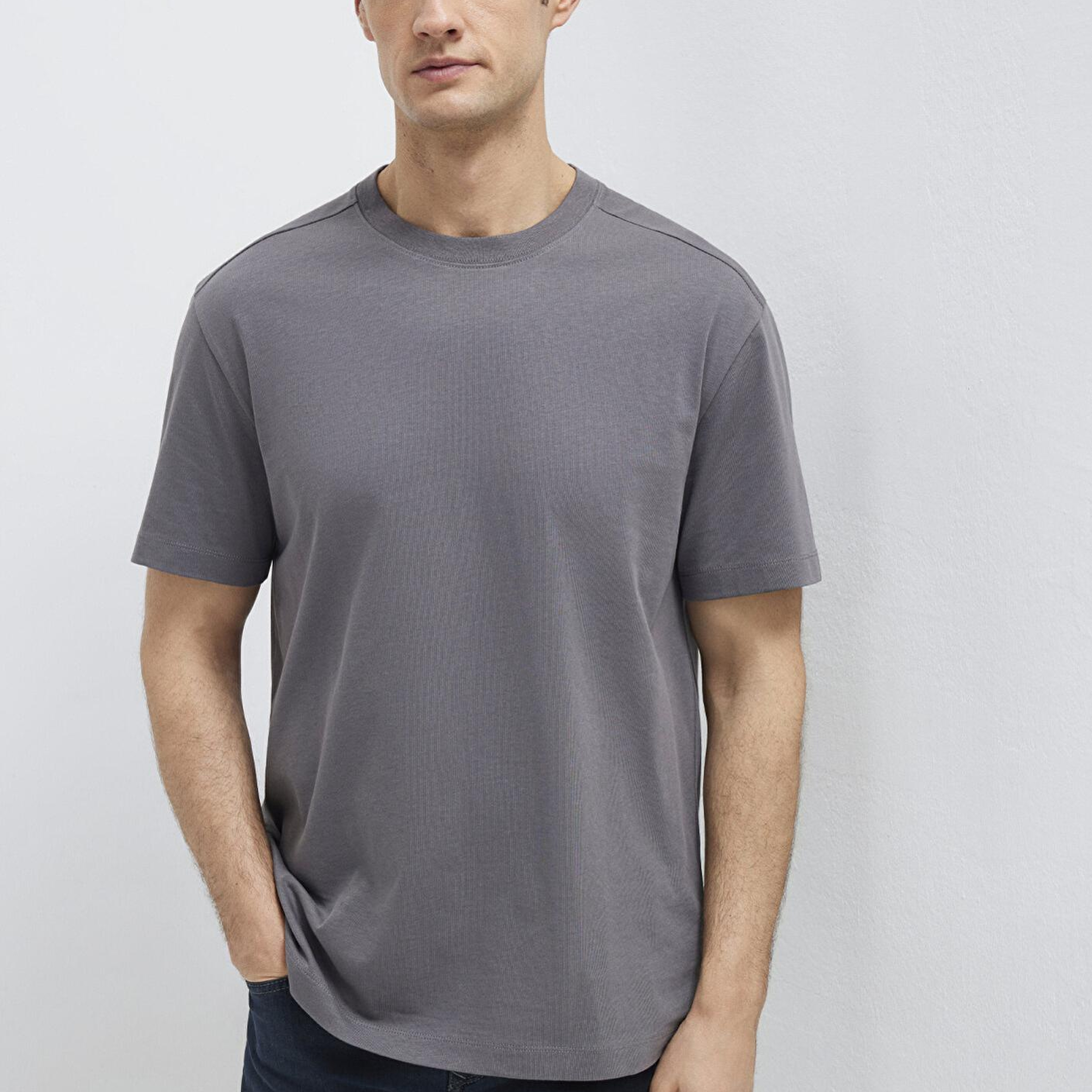 Mavi Antrasit Basic Tişört Loose Fit / Bol Rahat Kesim 0613466-90721