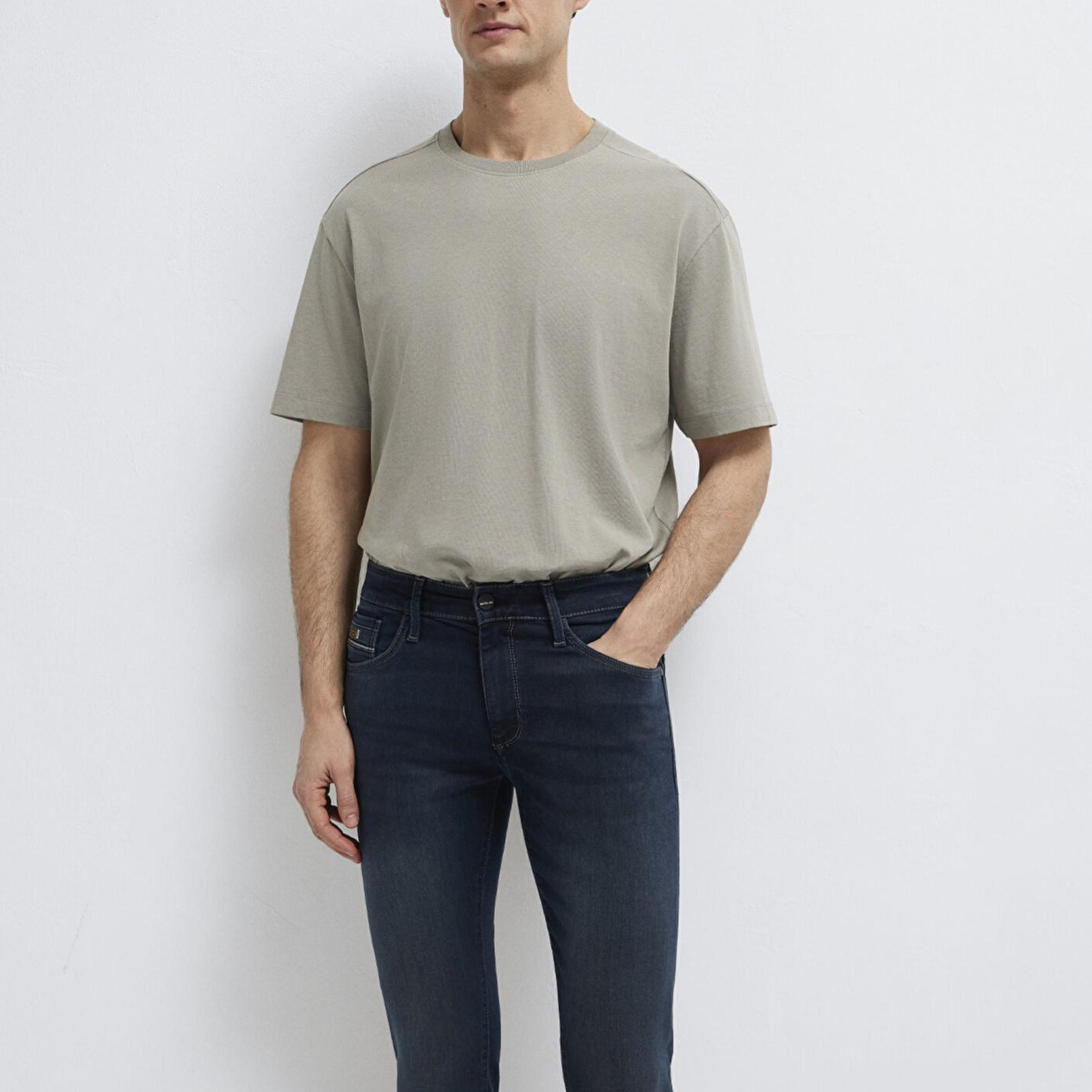 Mavi Gri Basic Tişört Loose Fit / Bol Rahat Kesim 0613466-70352