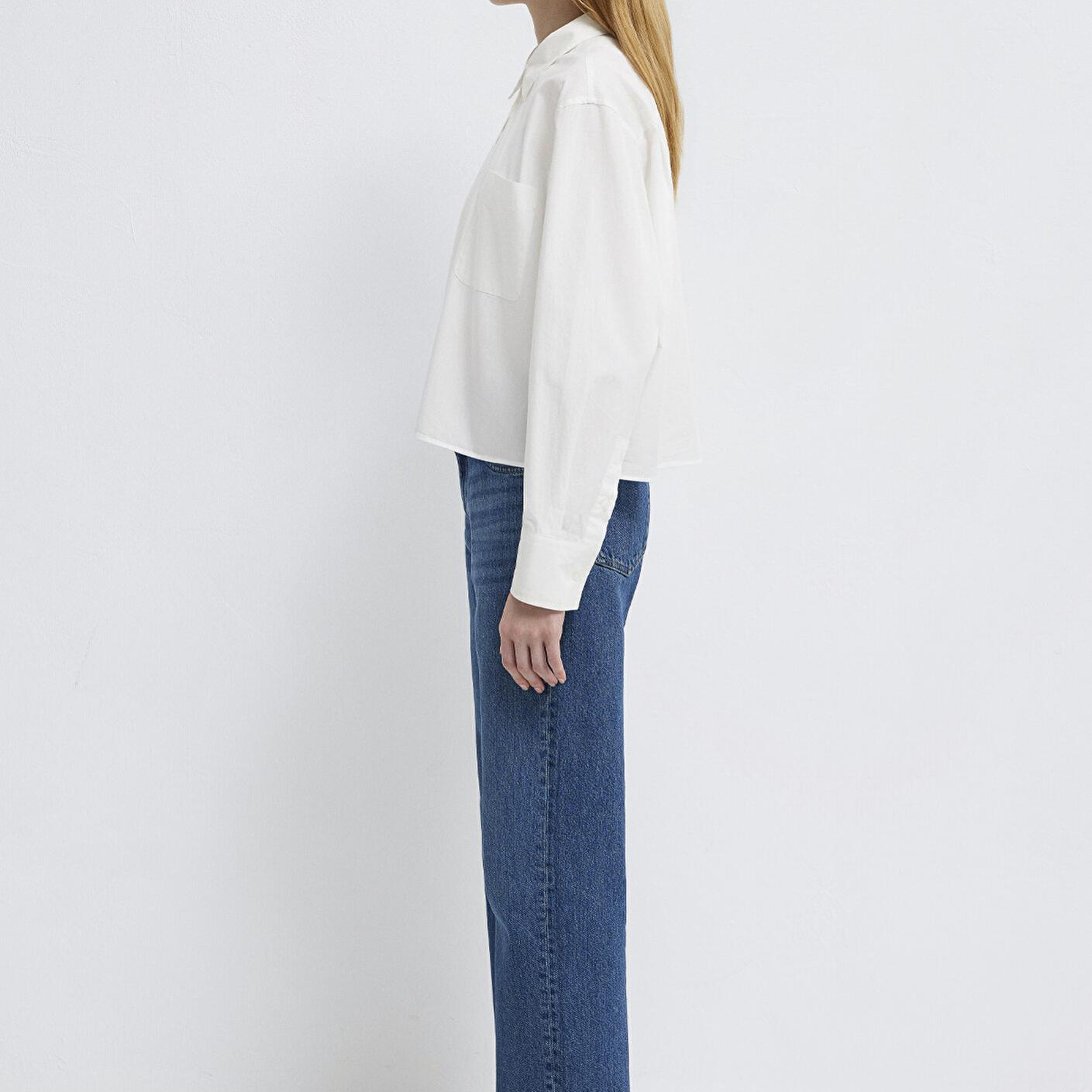 Mavi Ekru Kısa Gömlek Oversize / Geniş Kesim 1211453-70057