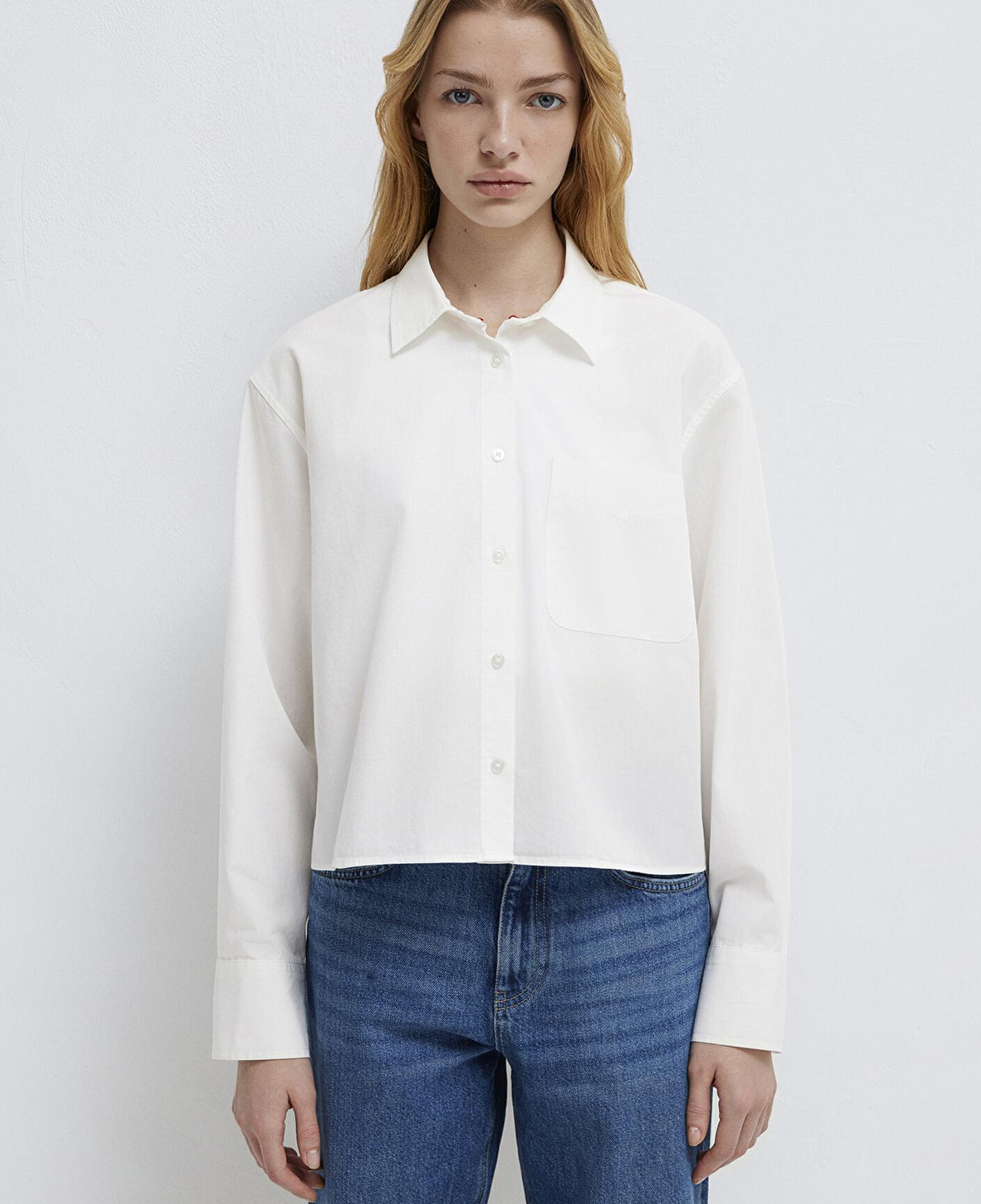 Mavi Ekru Kısa Gömlek Oversize / Geniş Kesim 1211453-70057