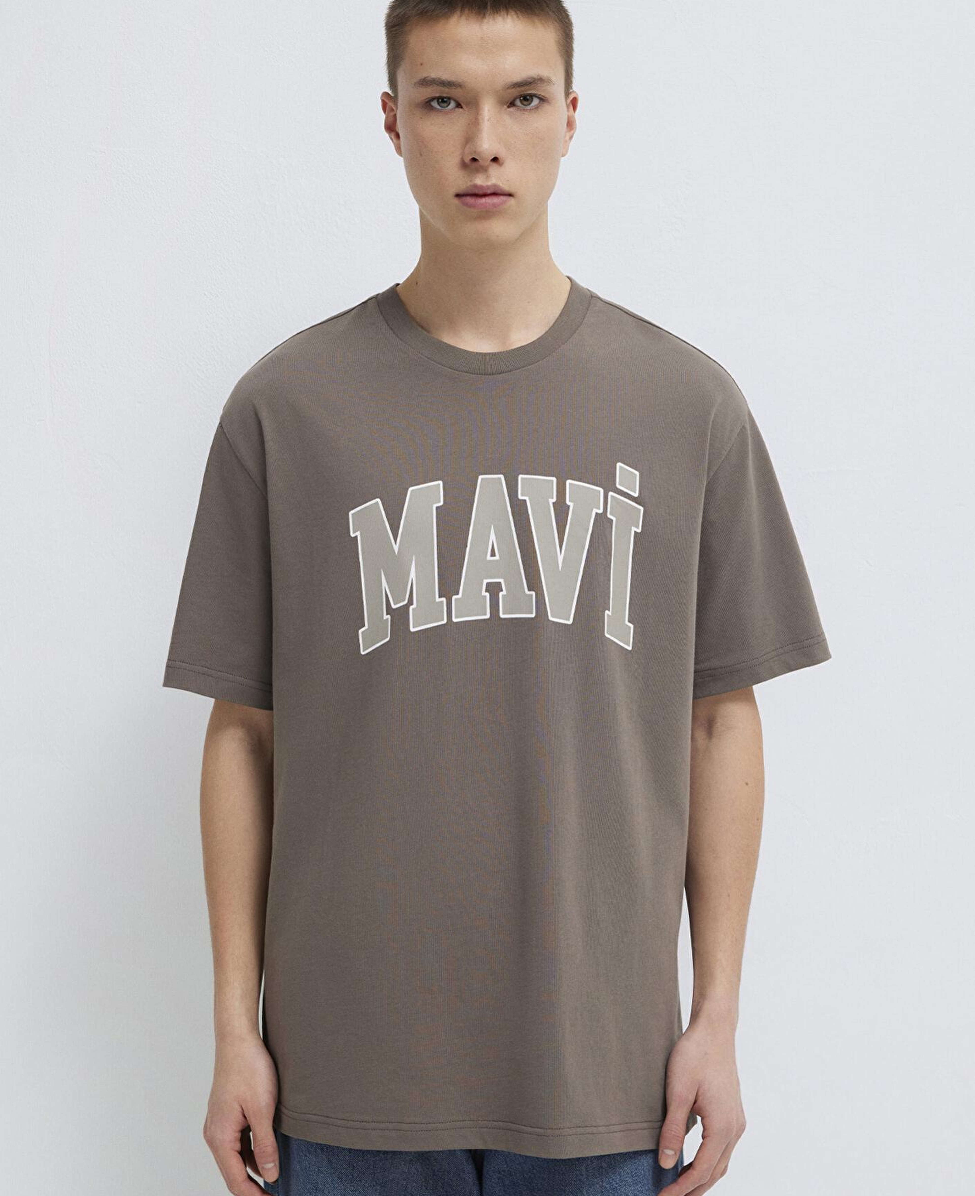 Mavi Mavi Logo Baskılı Kahverengi Tişört Loose Fit / Bol Rahat Kesim 0611711-91601