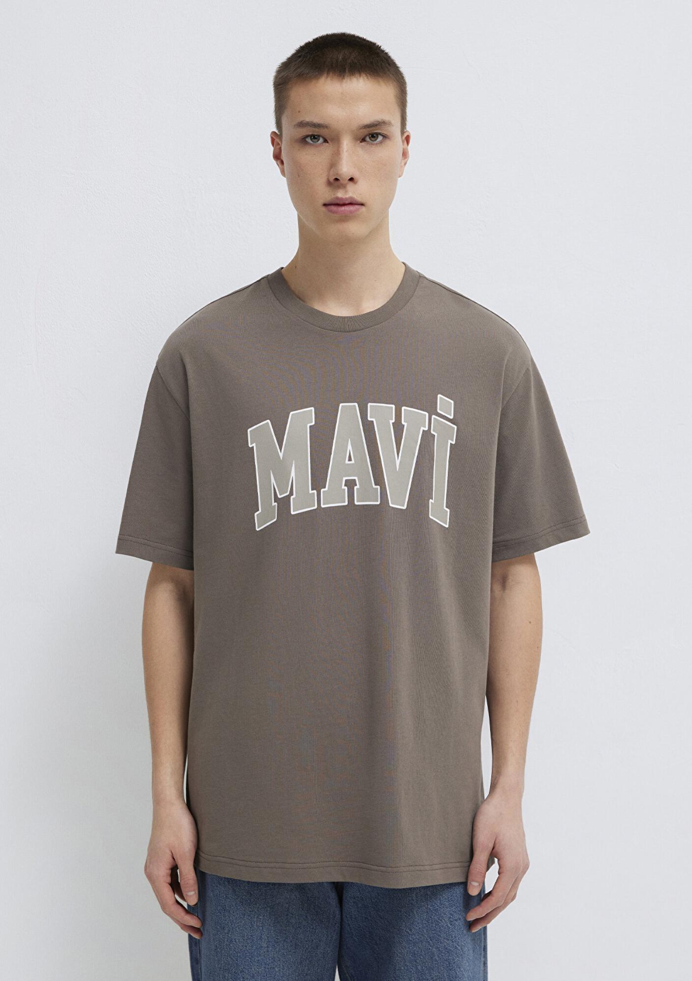 Mavi Mavi Logo Baskılı Kahverengi Tişört Loose Fit / Bol Rahat Kesim 0611711-91601