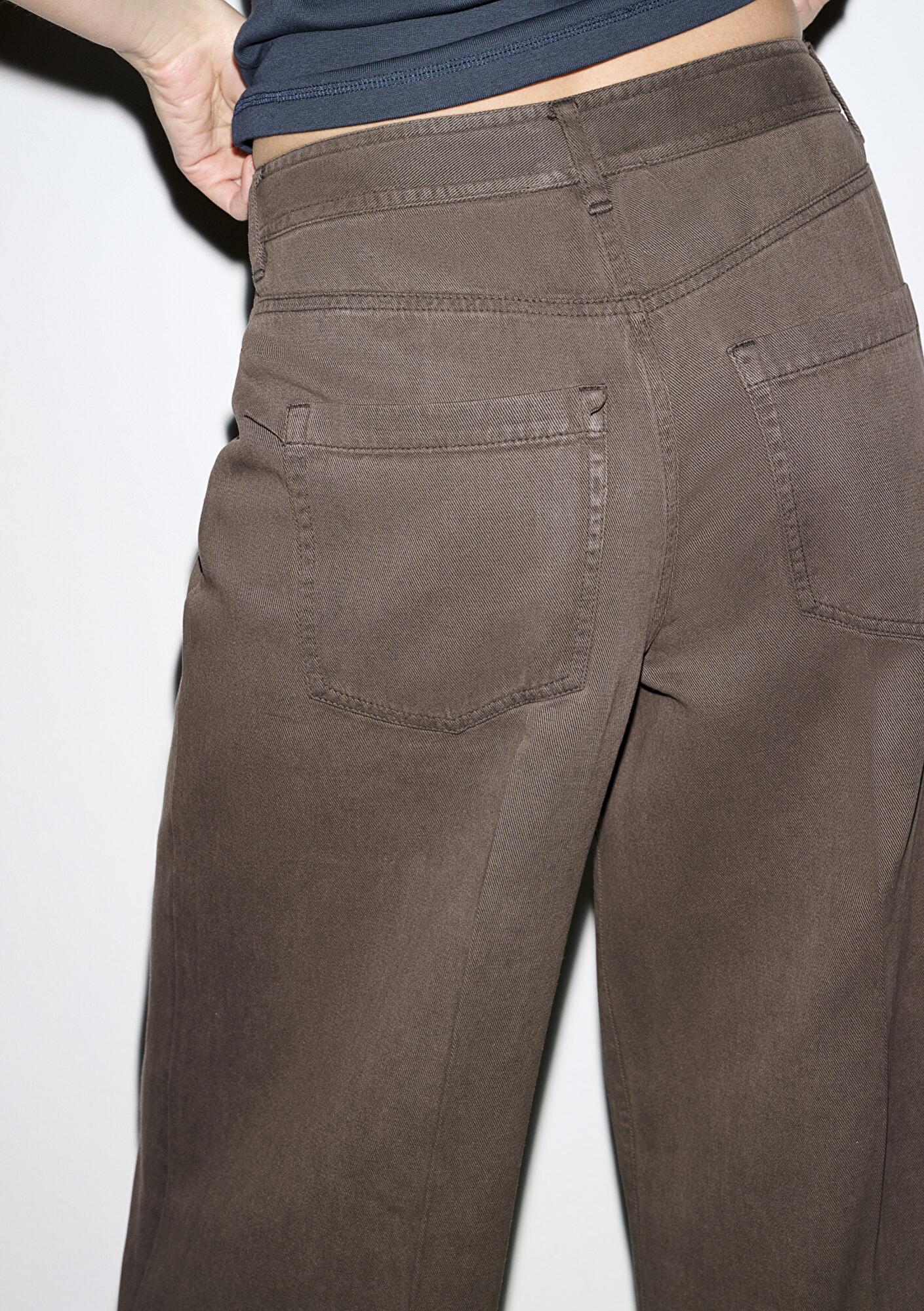 Mavi Kahverengi Geniş Paça Pantolon 1011217-71603