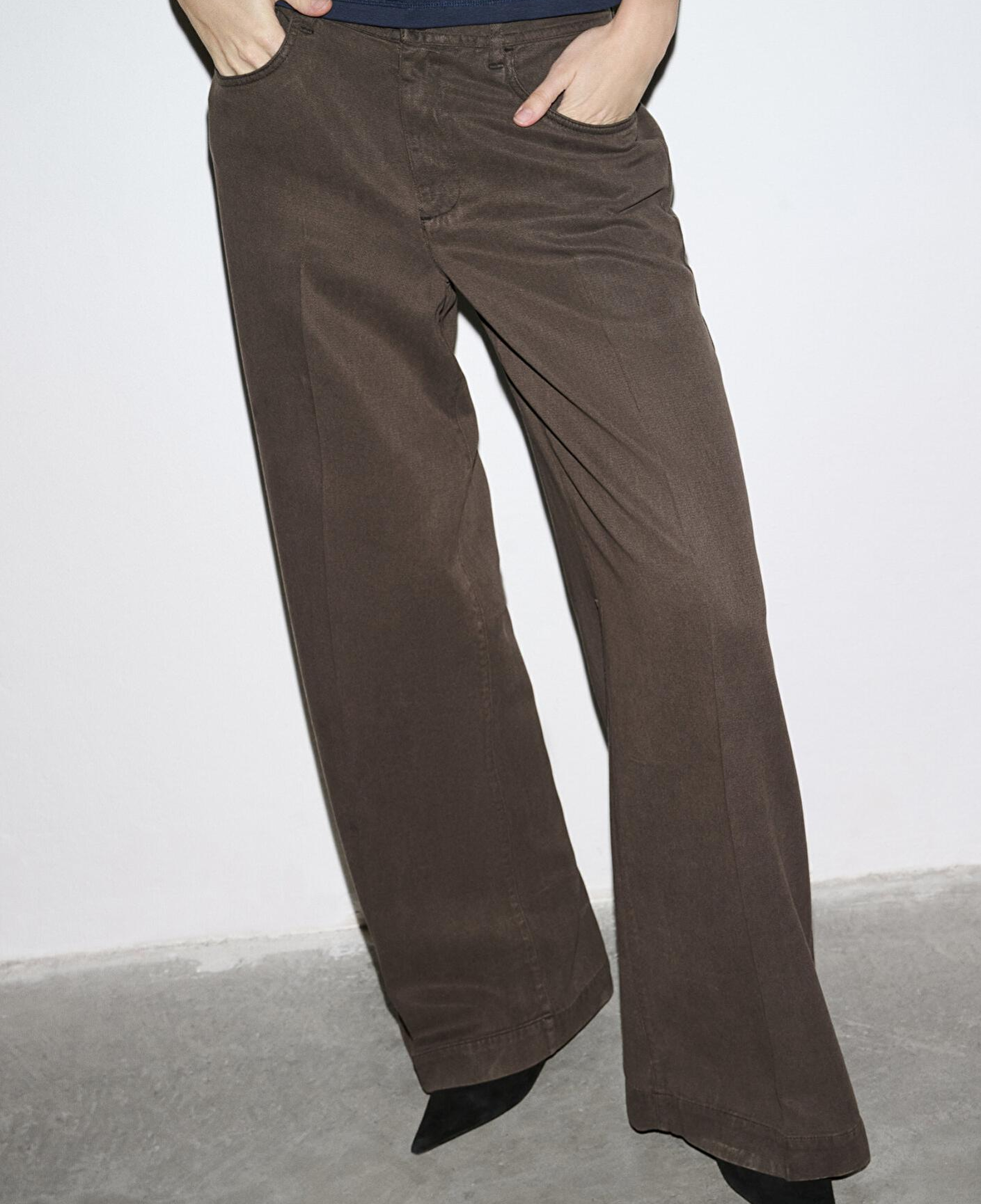 Mavi Kahverengi Geniş Paça Pantolon 1011217-71603