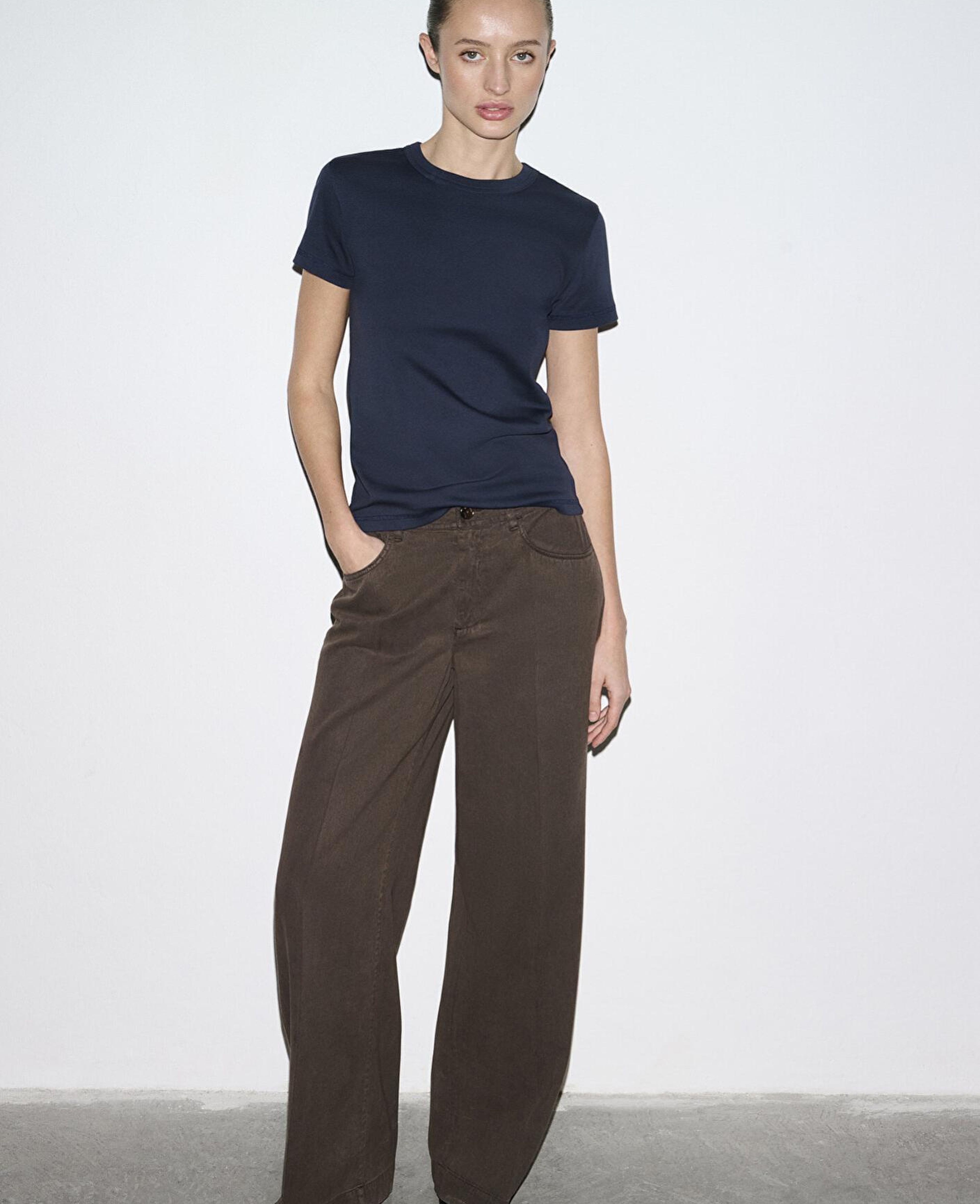 Mavi Kahverengi Geniş Paça Pantolon 1011217-71603