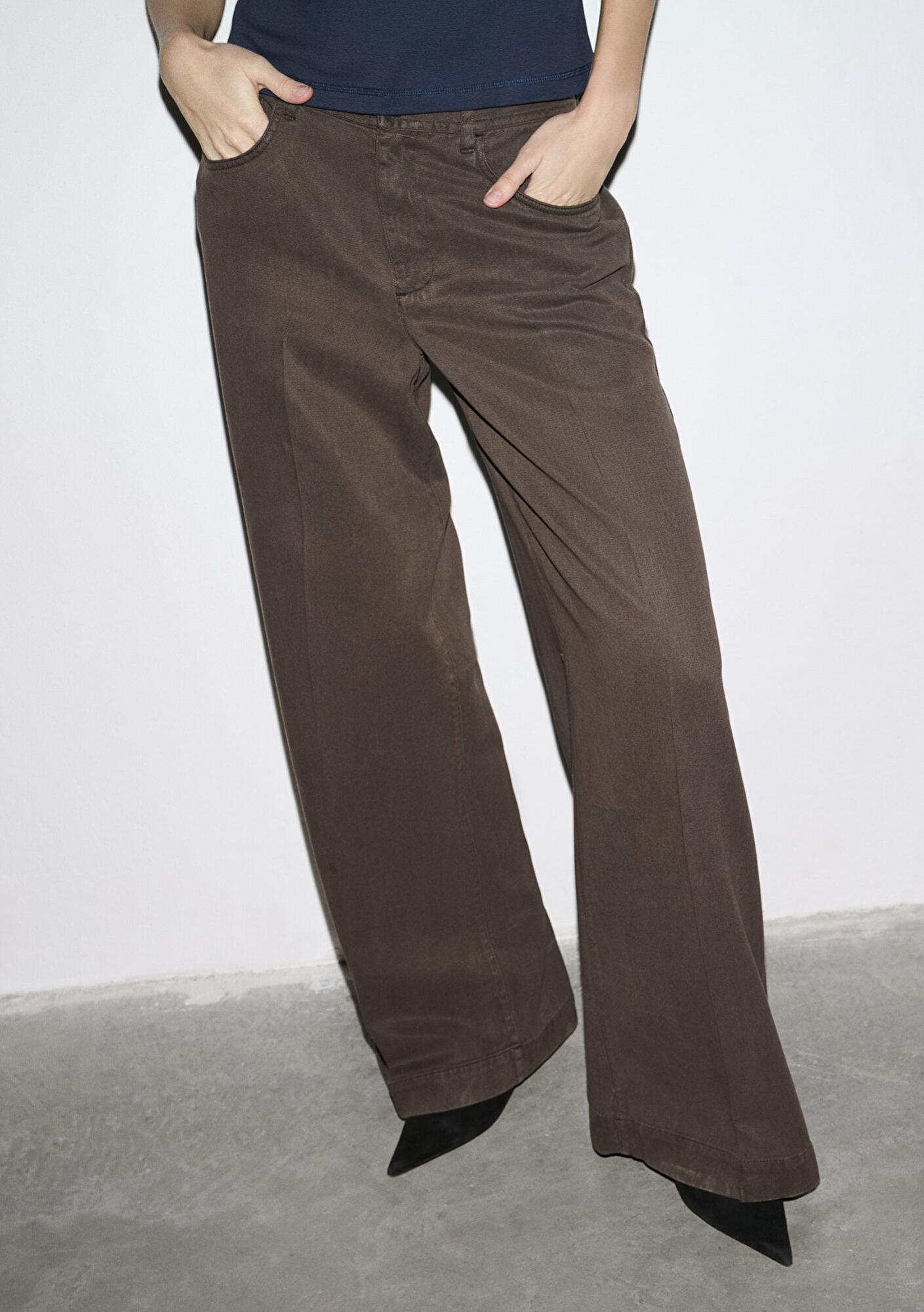 Mavi Kahverengi Geniş Paça Pantolon 1011217-71603